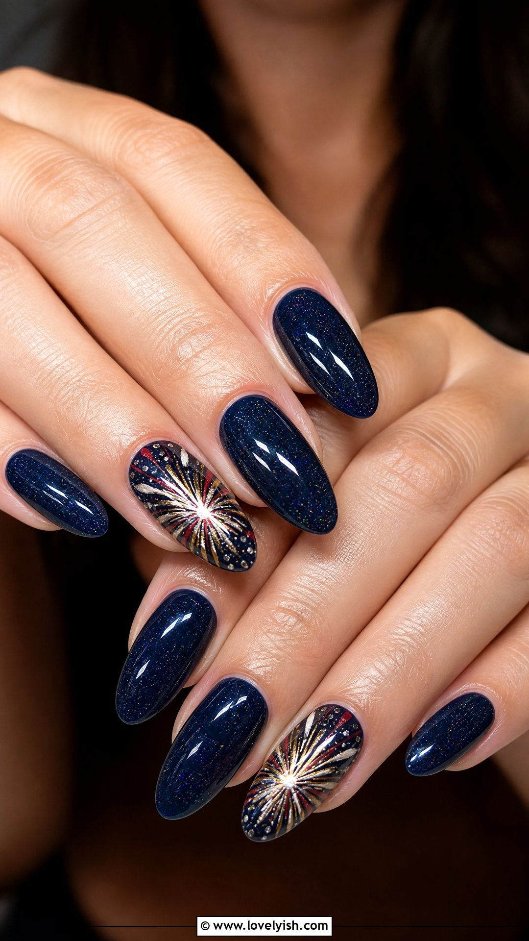 Firework Burst Accent Nails - 25 4th of july nail art ideas - 25 4th of july nail art ideas