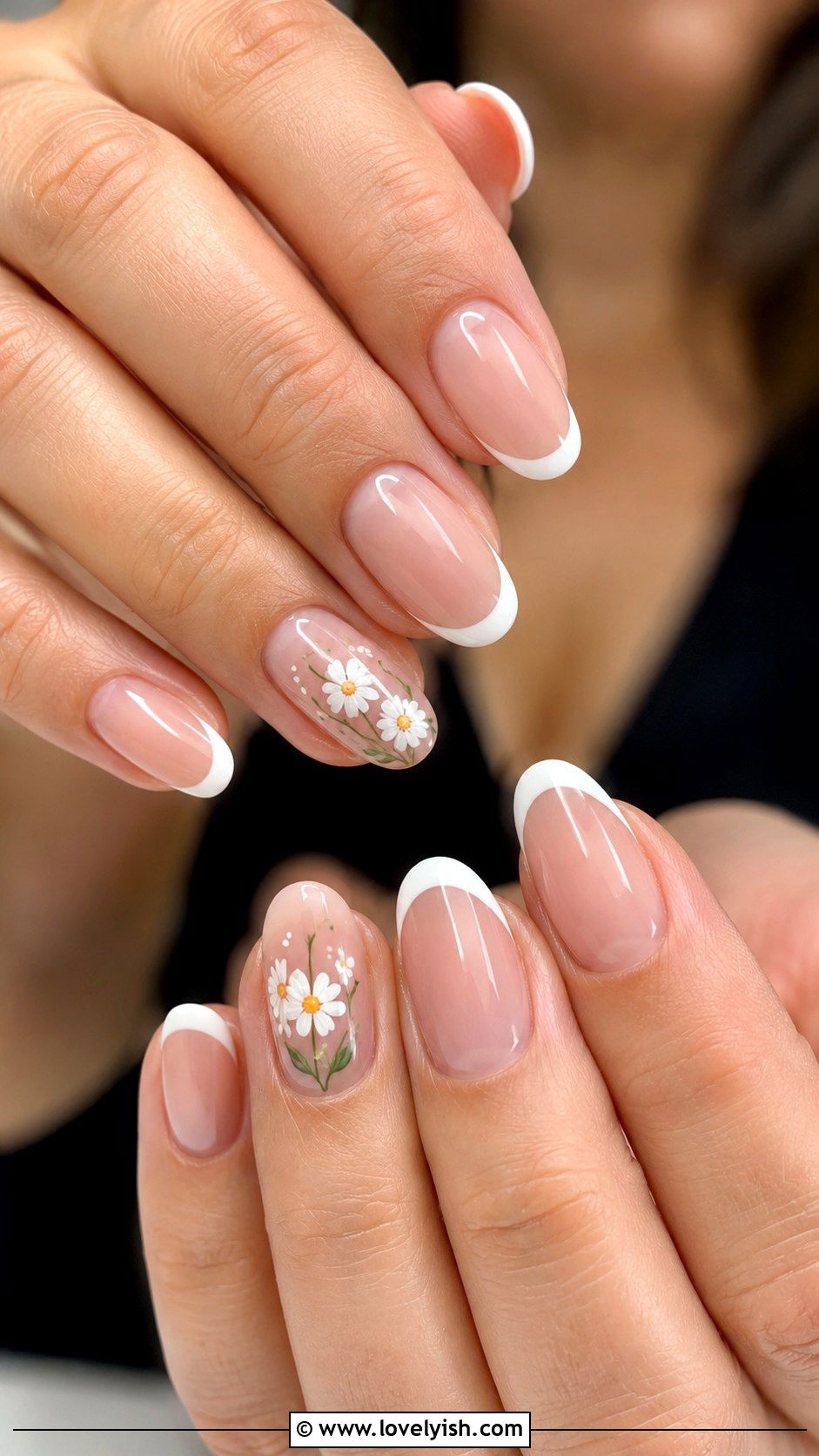 Floral Accent French Manicure - 25 french manicure ideas - 25 french manicure ideas