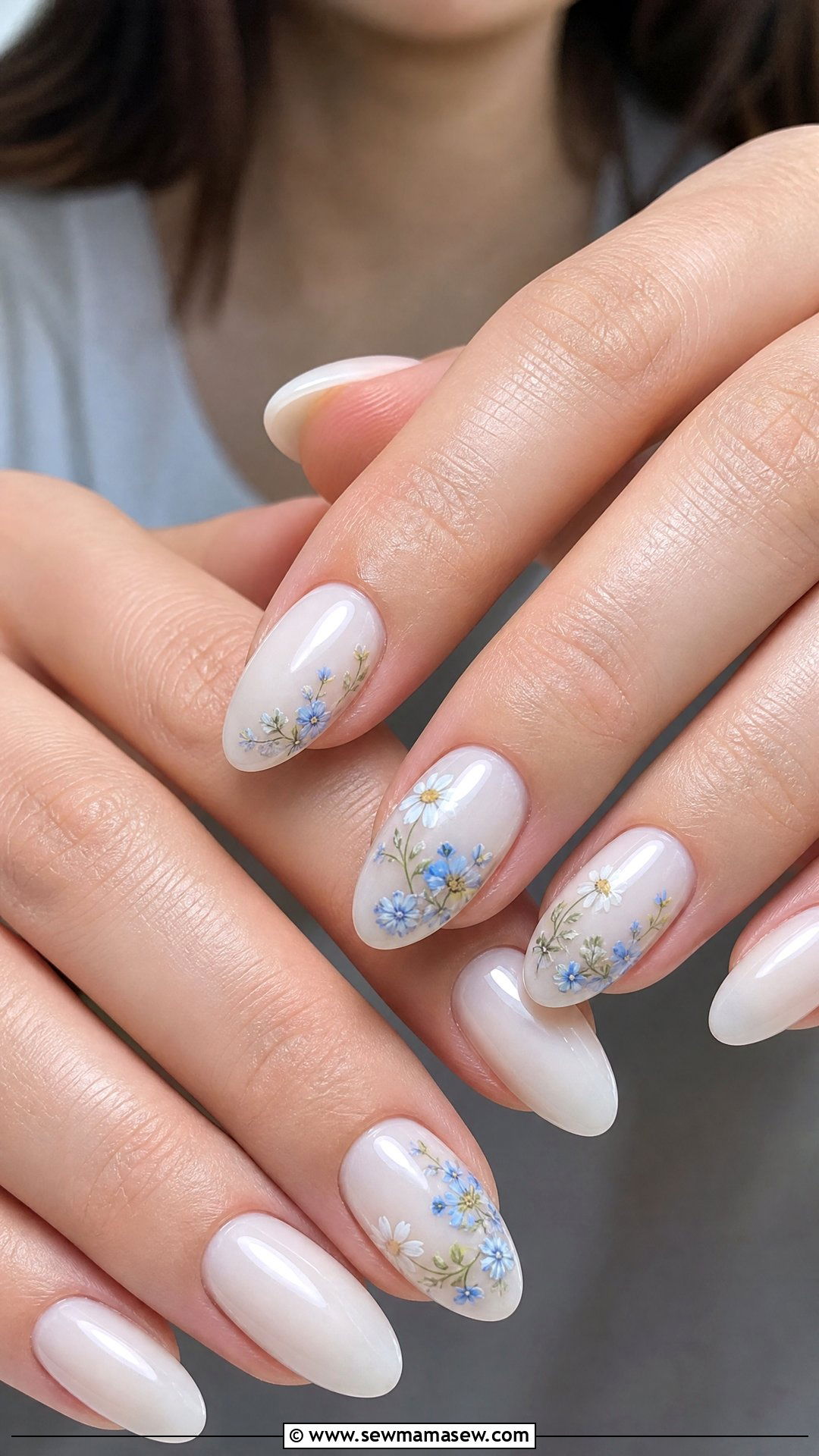 Floral Accent Gel Nails - 50 gel polish - 50 gel polish