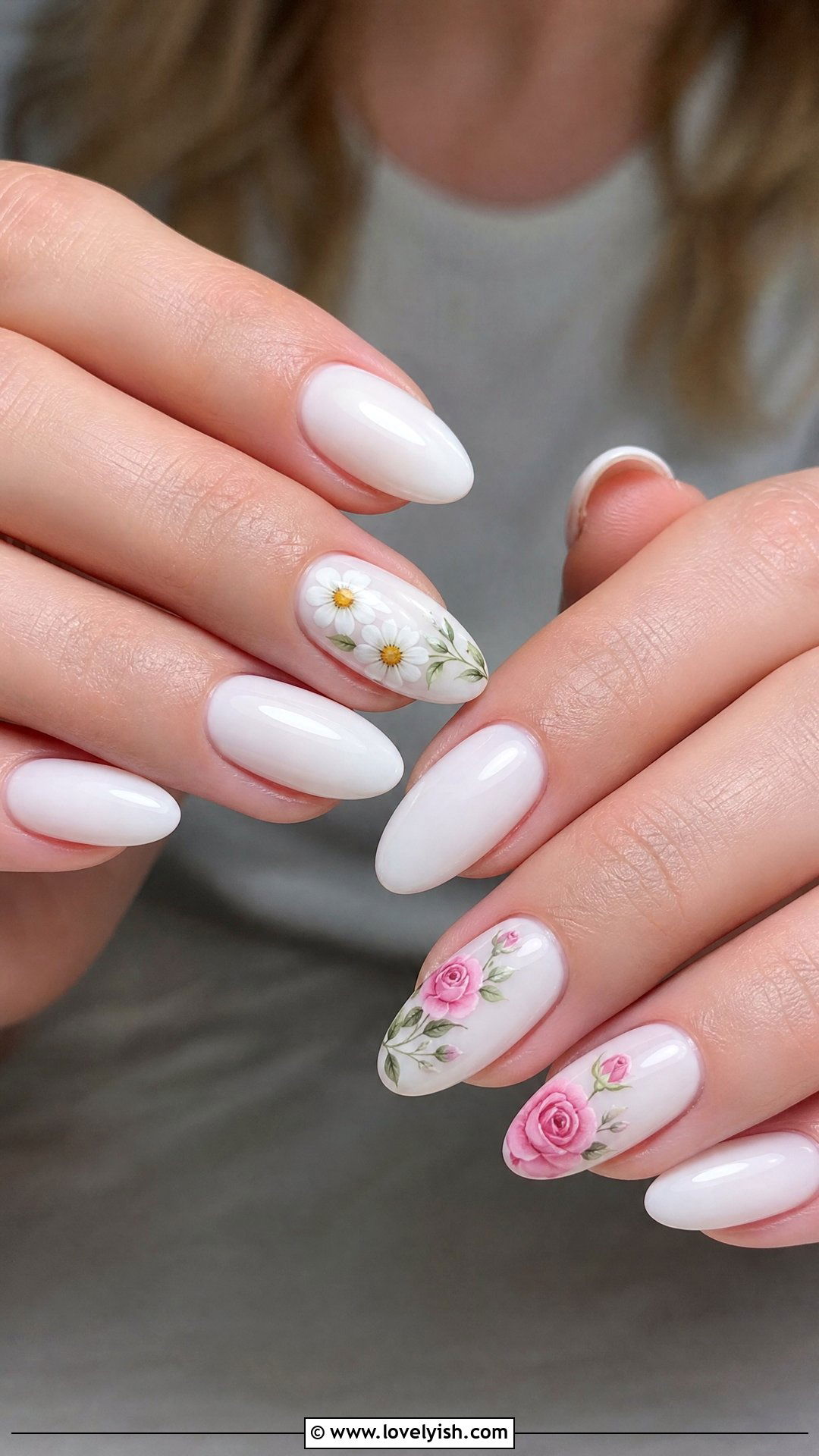 Floral Accent Polygel Nails - 50 polygel nails - 50 polygel nails