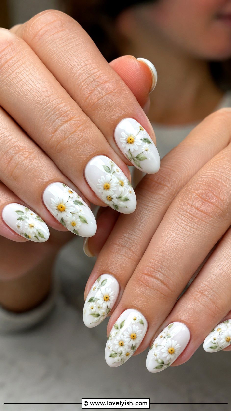Floral Easter Nails with Daisies - 38 easter nail art ideas - 38 easter nail art ideas
