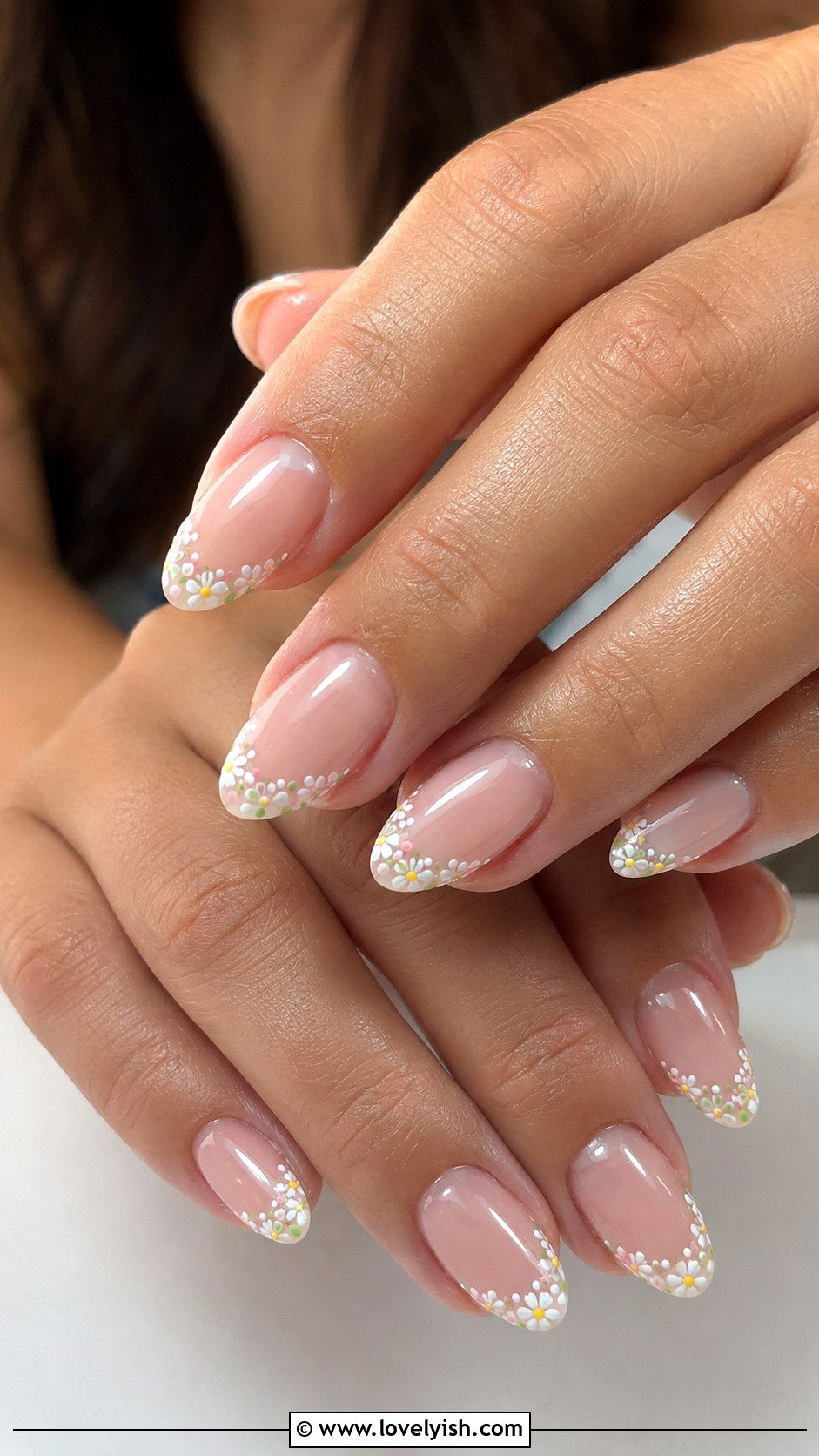 Floral French Tip Easter Nails - 44 easter nail designs - 44 easter nail designs