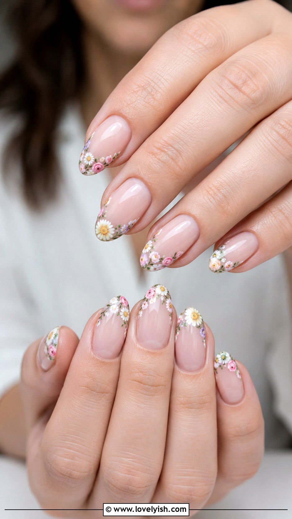 Floral French Tip Nails - 38 flower nail art ideas - 38 flower nail art ideas
