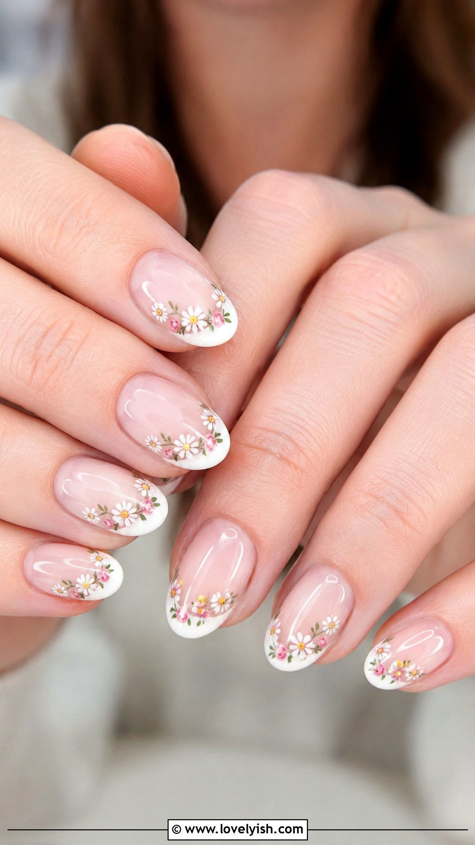 Floral French Tip Nails - 42 french nail designs - 42 french nail designs