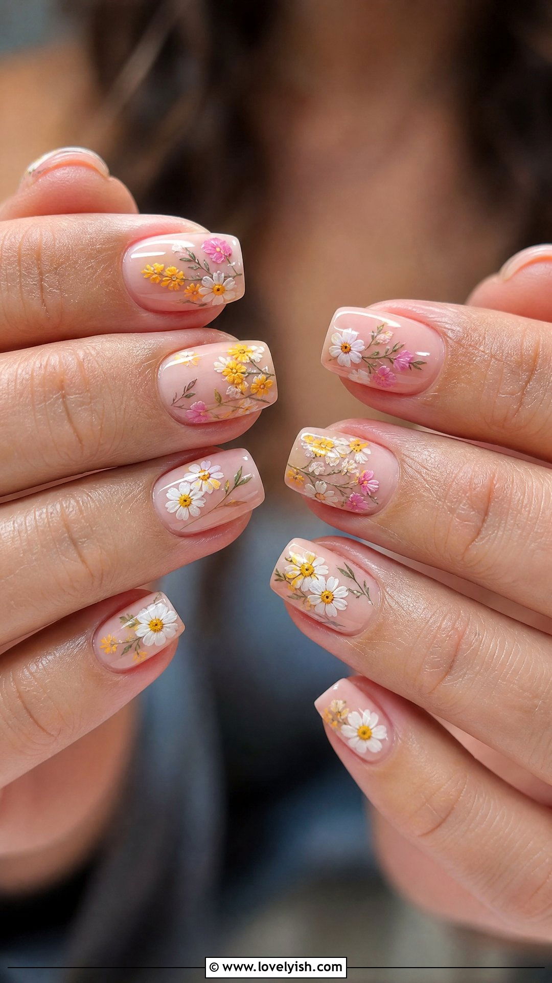 Floral Hand Painted Square Nails - 50 square nails - 50 square nails
