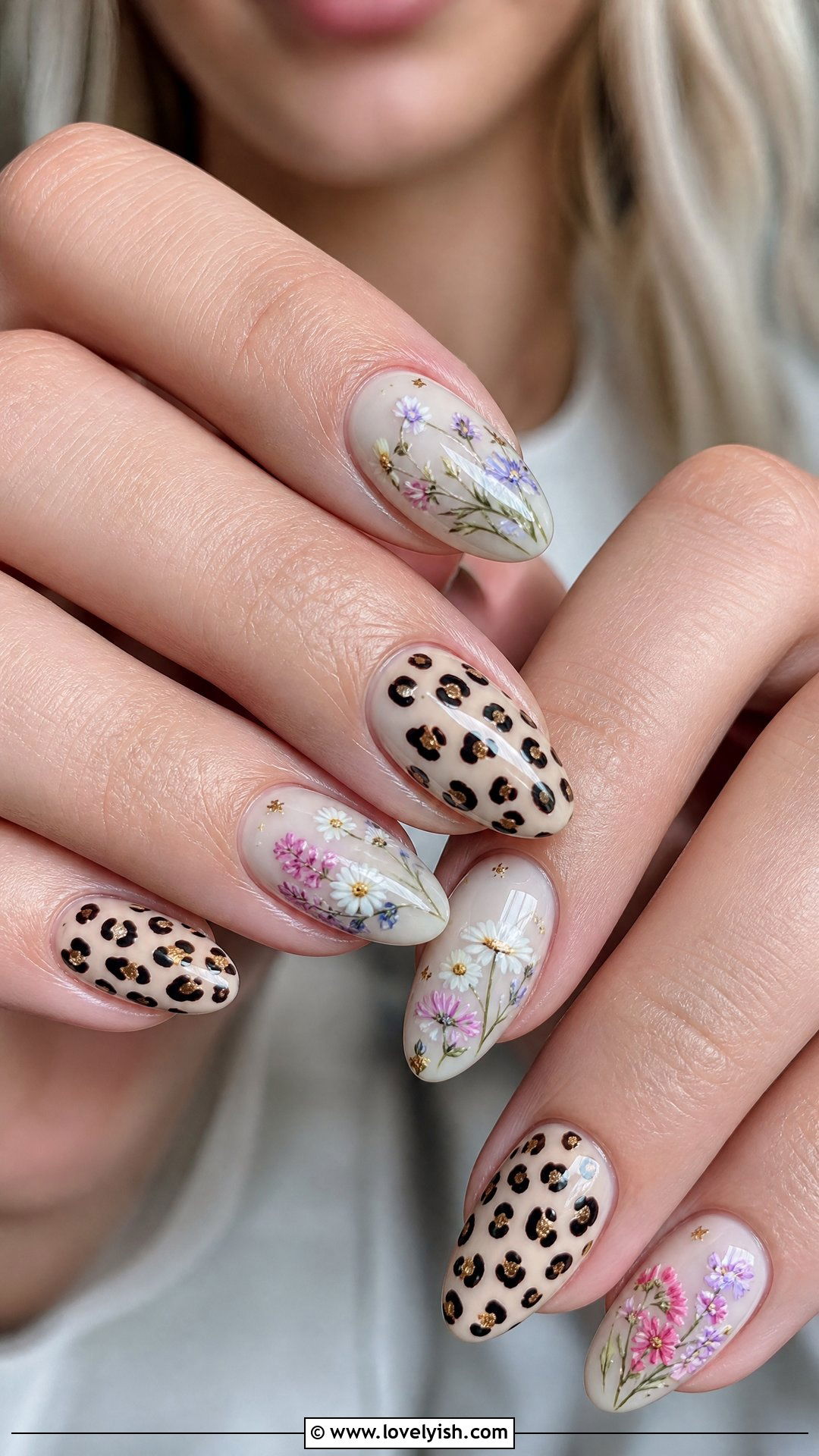 Floral and Leopard Print Combo Nails - 50 leopard print nails - 50 leopard print nails