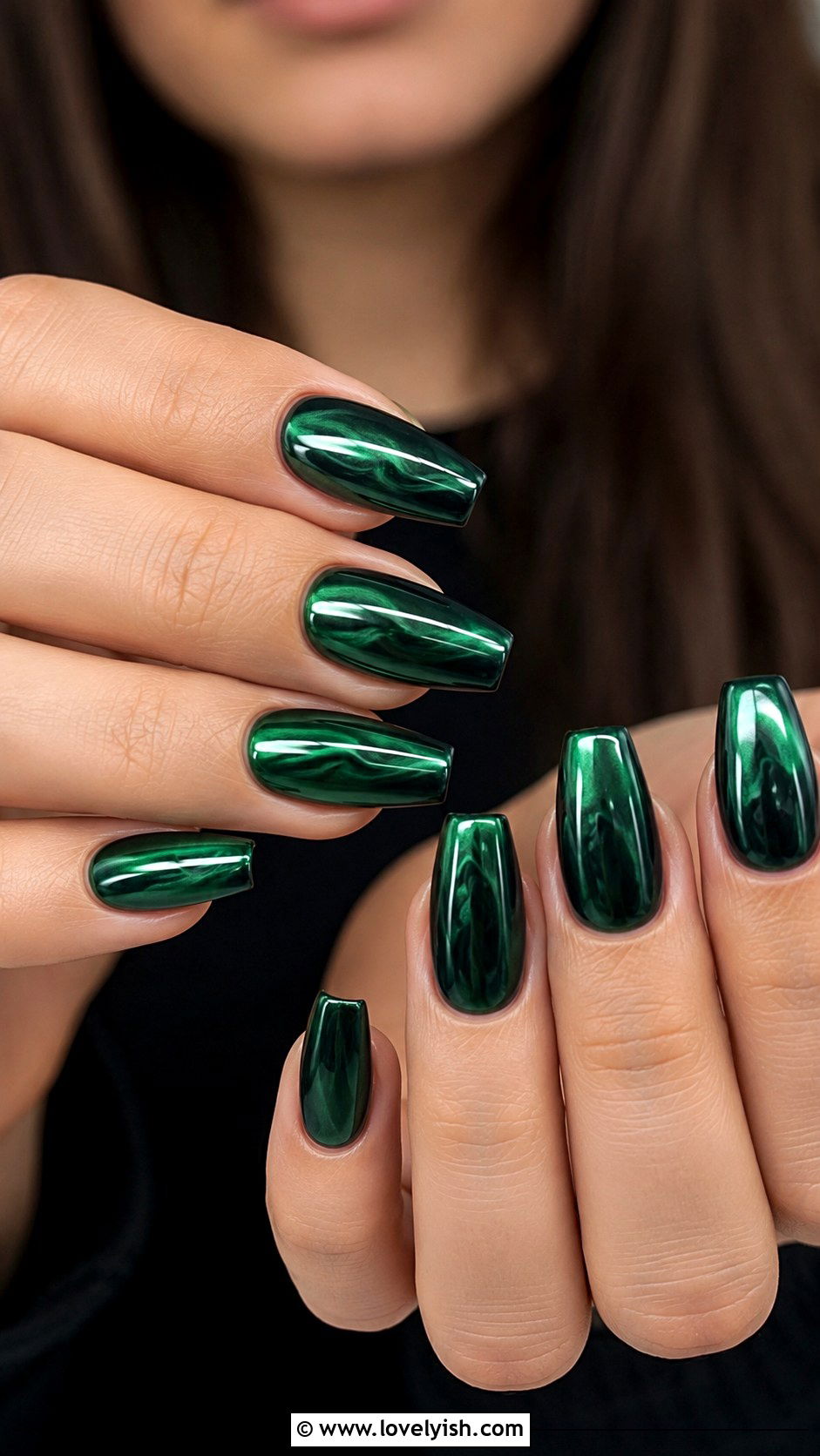 Forest Green Chrome Nails - 50 luxury nails - 50 luxury nails