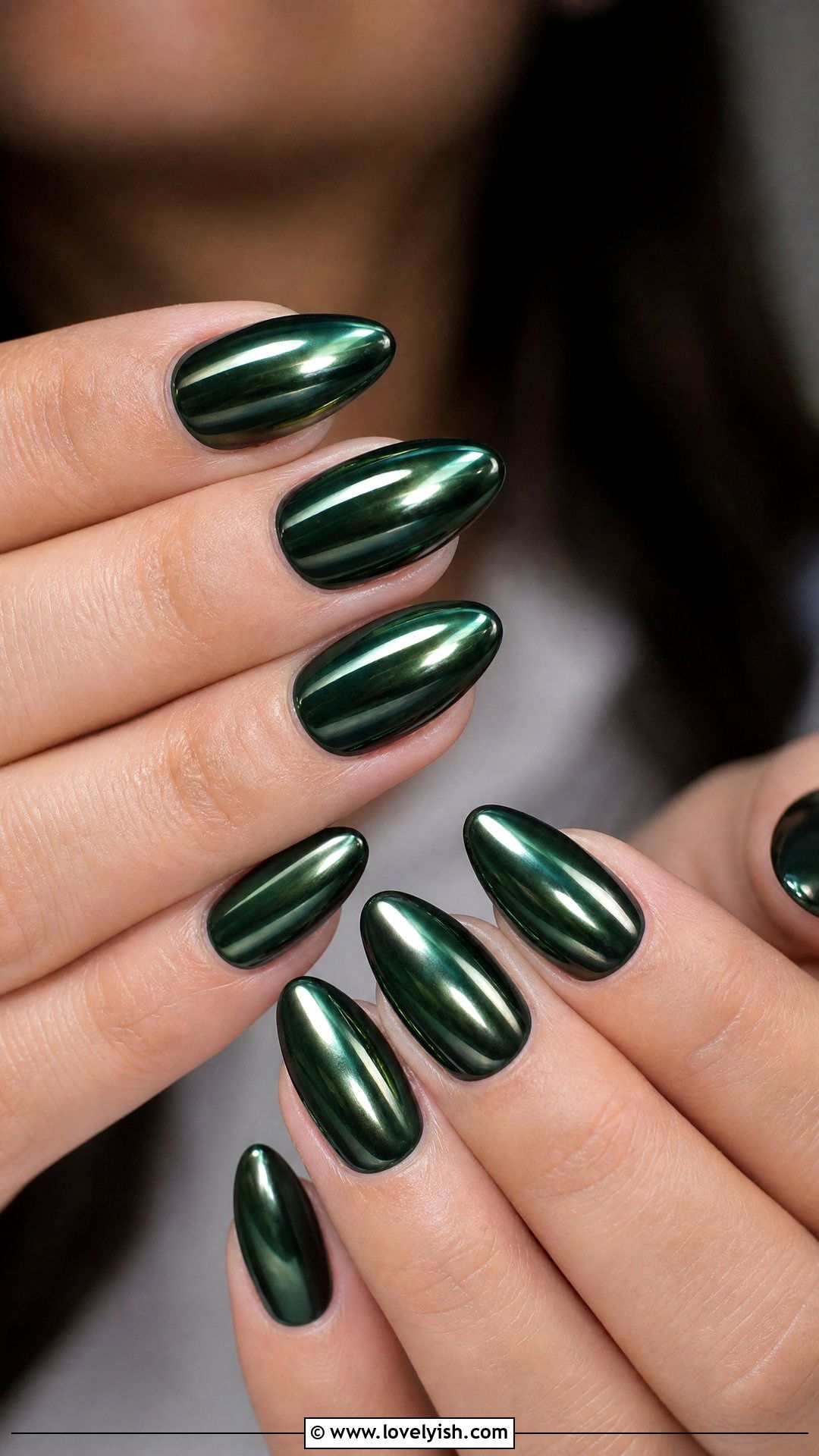 Forest Green Chrome Nails - 50 dark nail designs - 50 dark nail designs