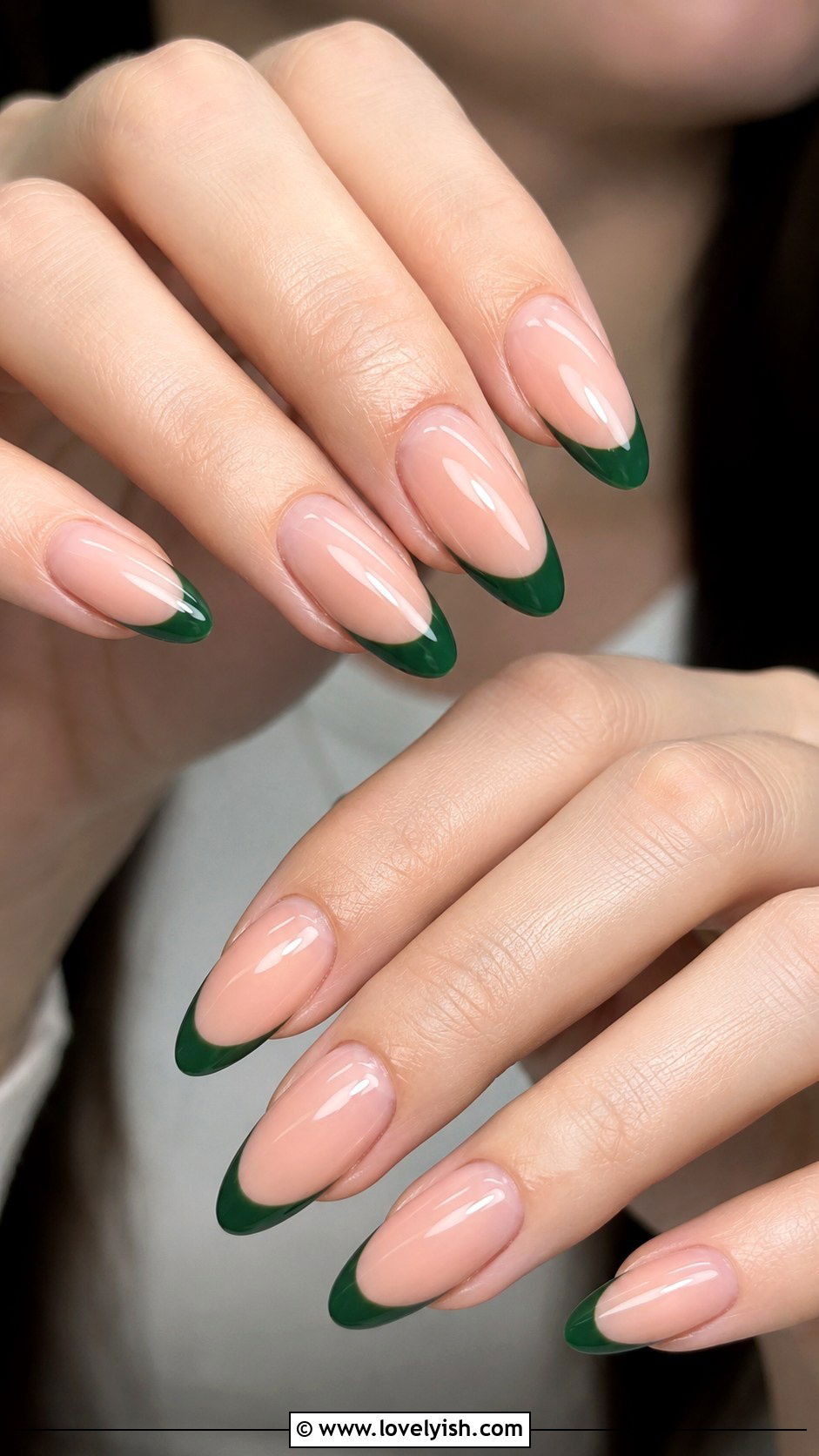 Forest Green French Tip Nails - 42 french nail designs - 42 french nail designs