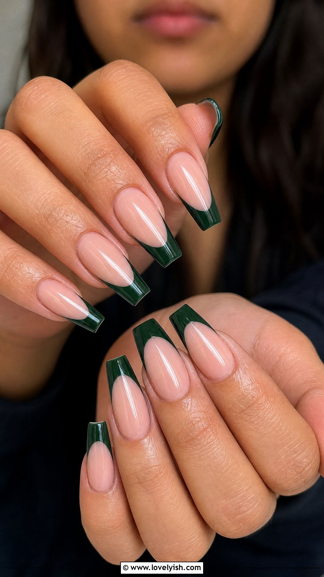 Forest Green French Tip - 50 french manicure - 50 french manicure