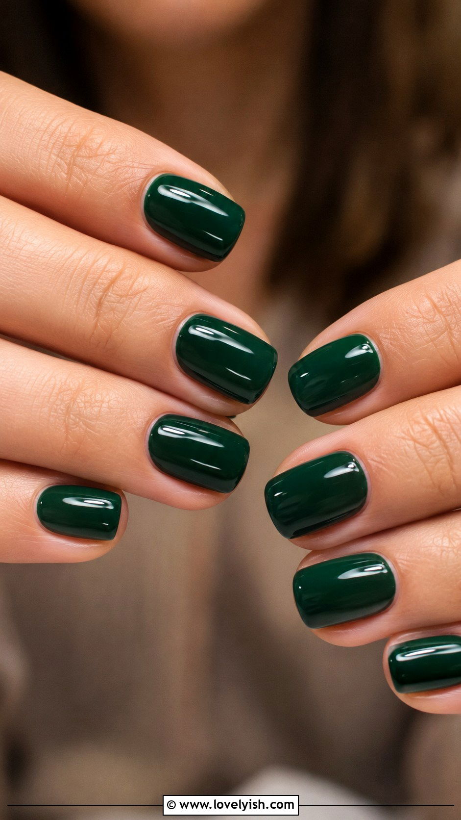 Forest Green Glossy Nails - 50 mens nail design ideas - 50 mens nail design ideas