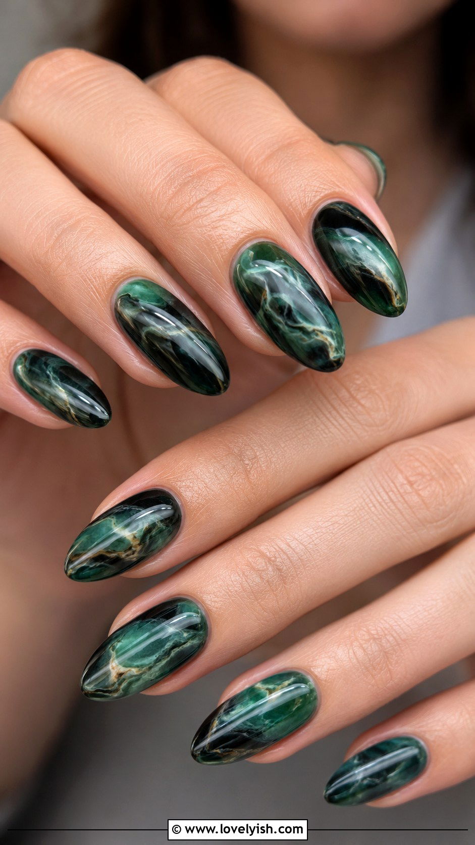 Forest Green Marble Nails - 38 marble nail designs - 38 marble nail designs