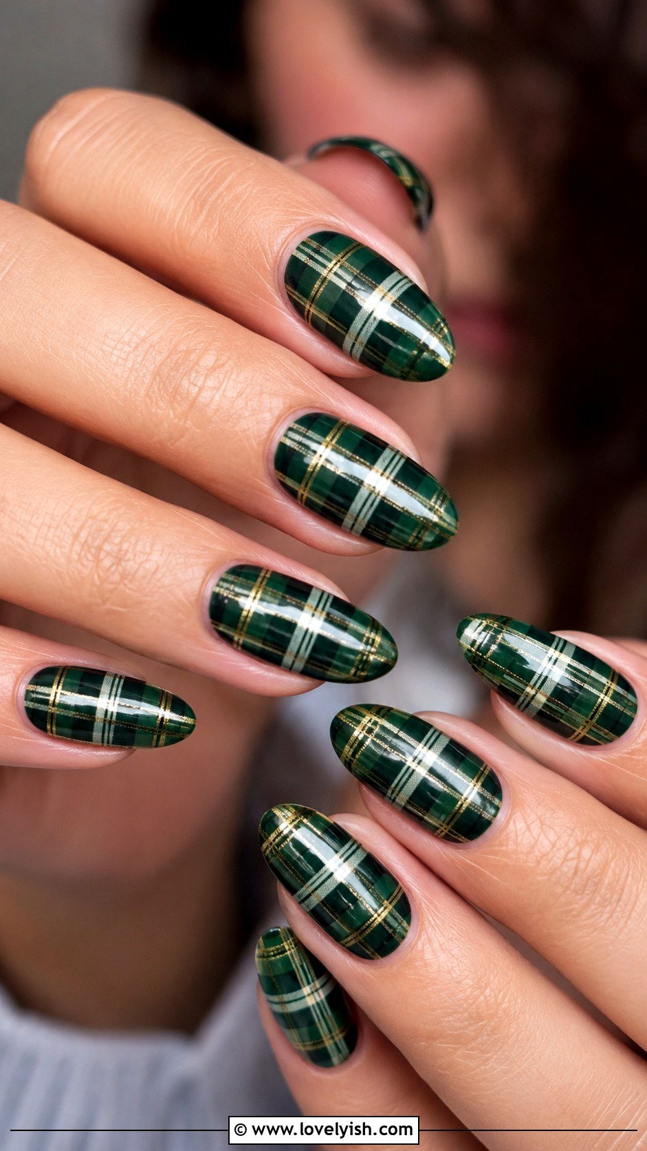 Forest Green Plaid Nails - 50 green nails - 50 green nails