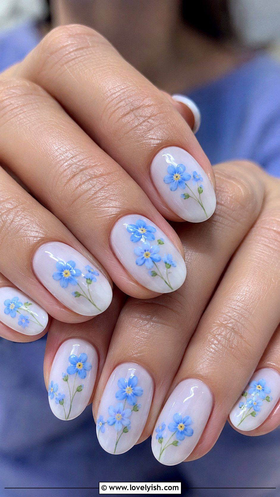Forget Me Not Blue Nails - 31 flower nail design ideas - 31 flower nail design ideas