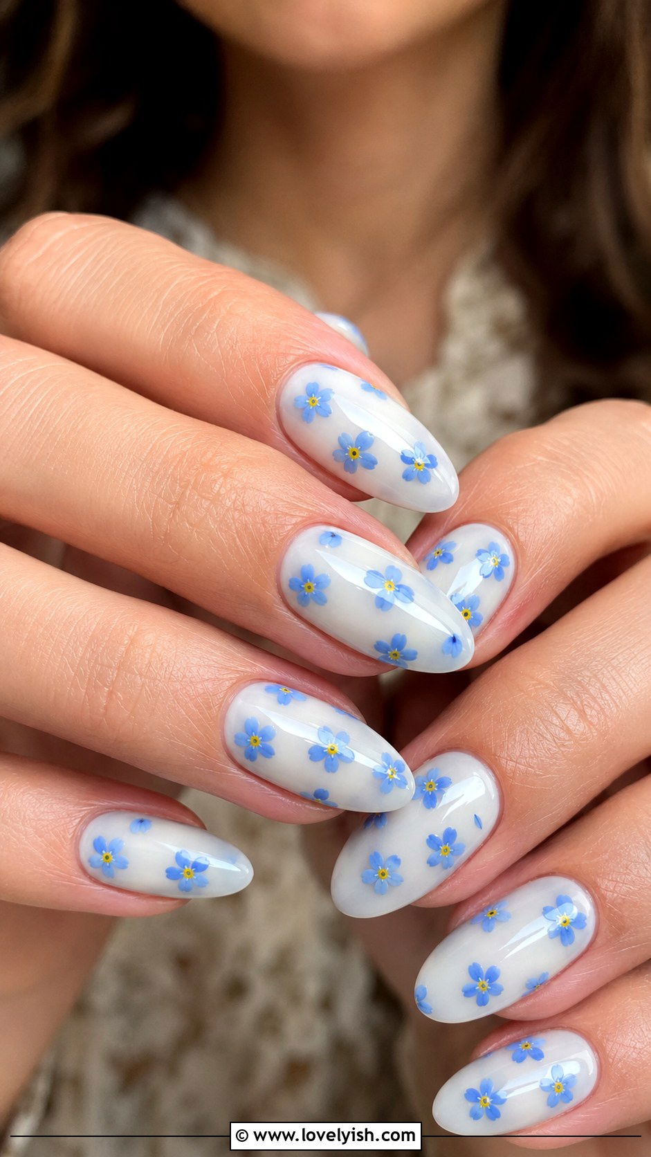 Forget Me Not Blue Nails - 25 flower nails design ideas - 25 flower nails design ideas