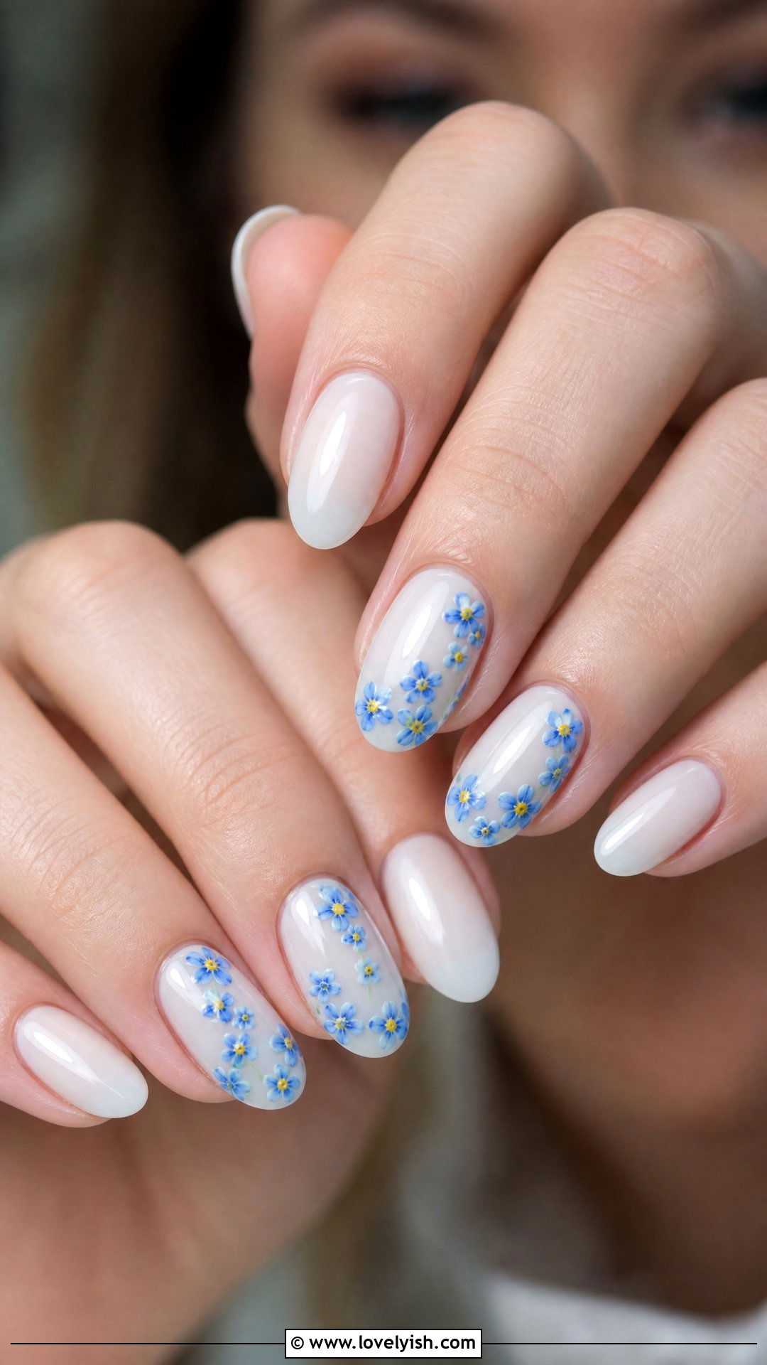 Forget Me Not Floral Nails - 50 mothers day nail designs - 50 mothers day nail designs