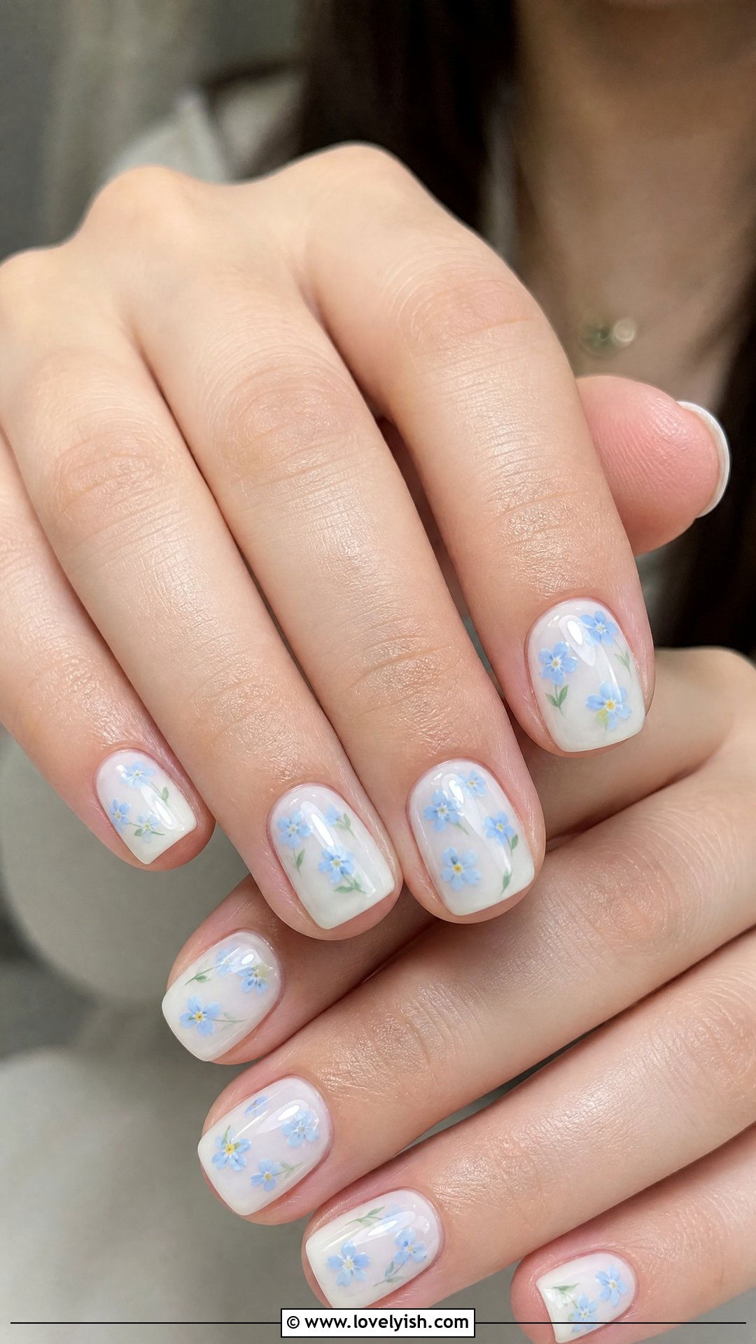 Forget Me Not Milky Nails - 50 flower nails - 50 flower nails