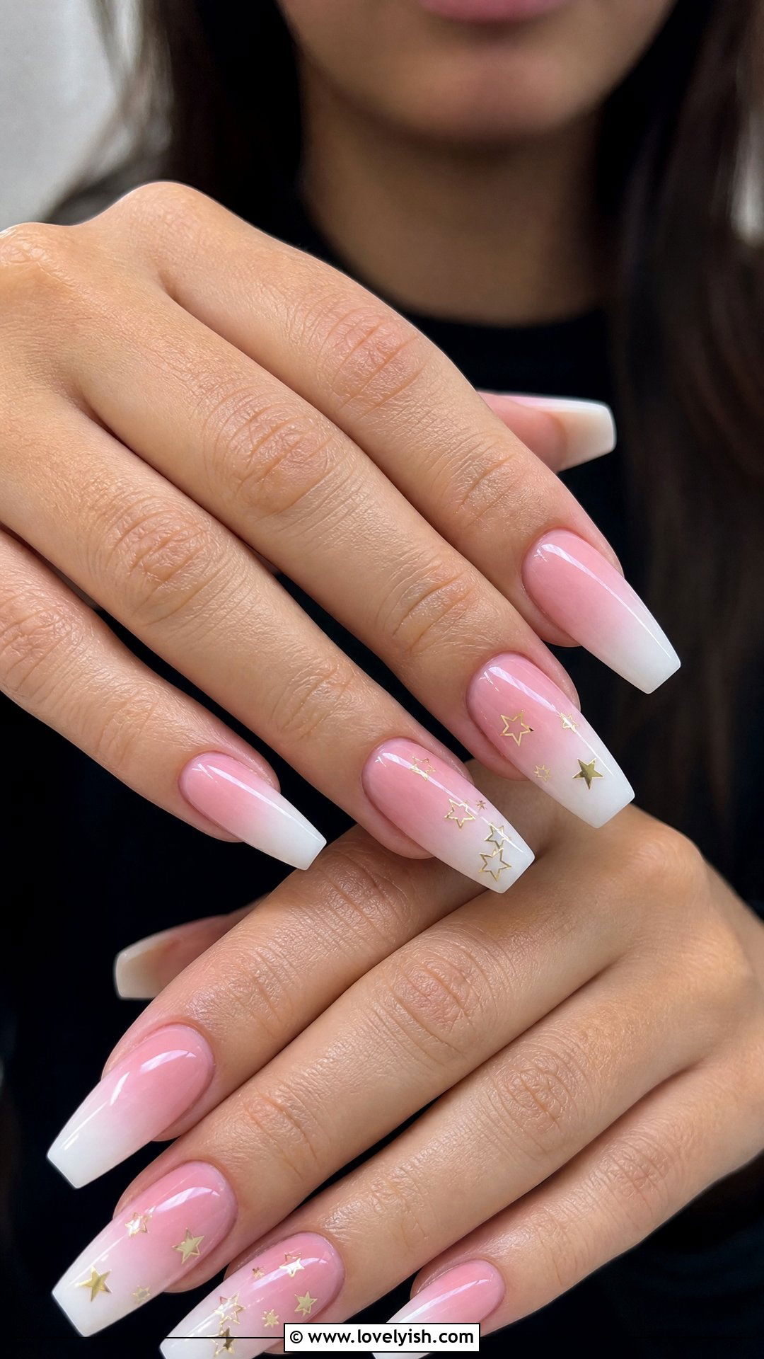 French Ombre with Star Accents - 50 french ombre nails - 50 french ombre nails