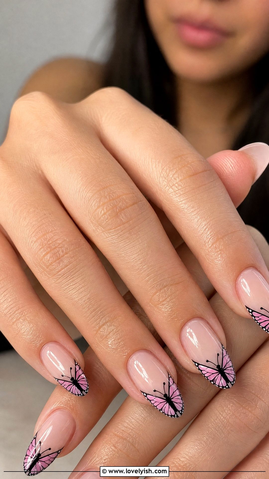 French Tip Butterfly Wings Nails - 50 butterfly nails - 50 butterfly nails