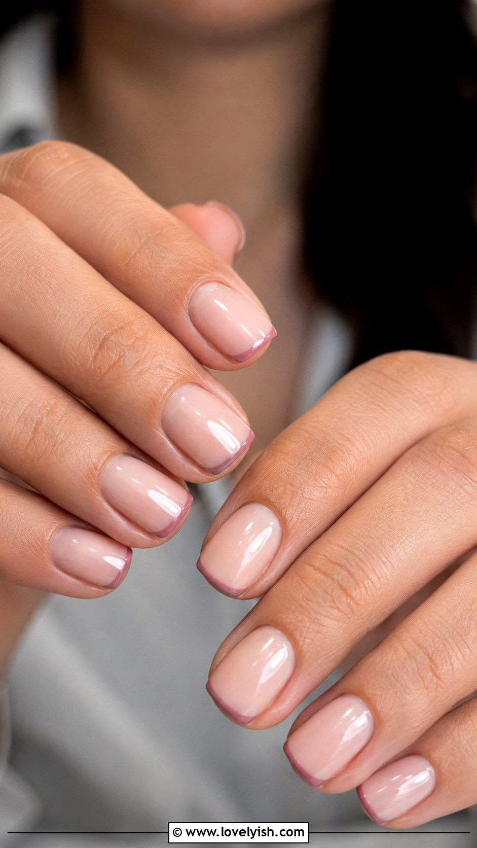 French Tip Nails With a Colored Line - 43 nail art ideas - 43 nail art ideas