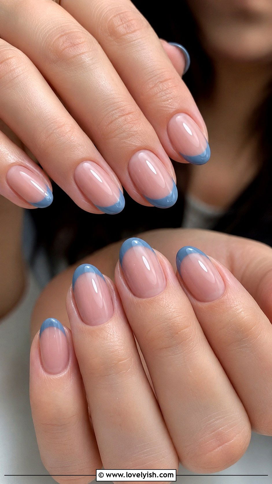 French Tip Oval Nails With Colored Tips - 50 oval nails - 50 oval nails
