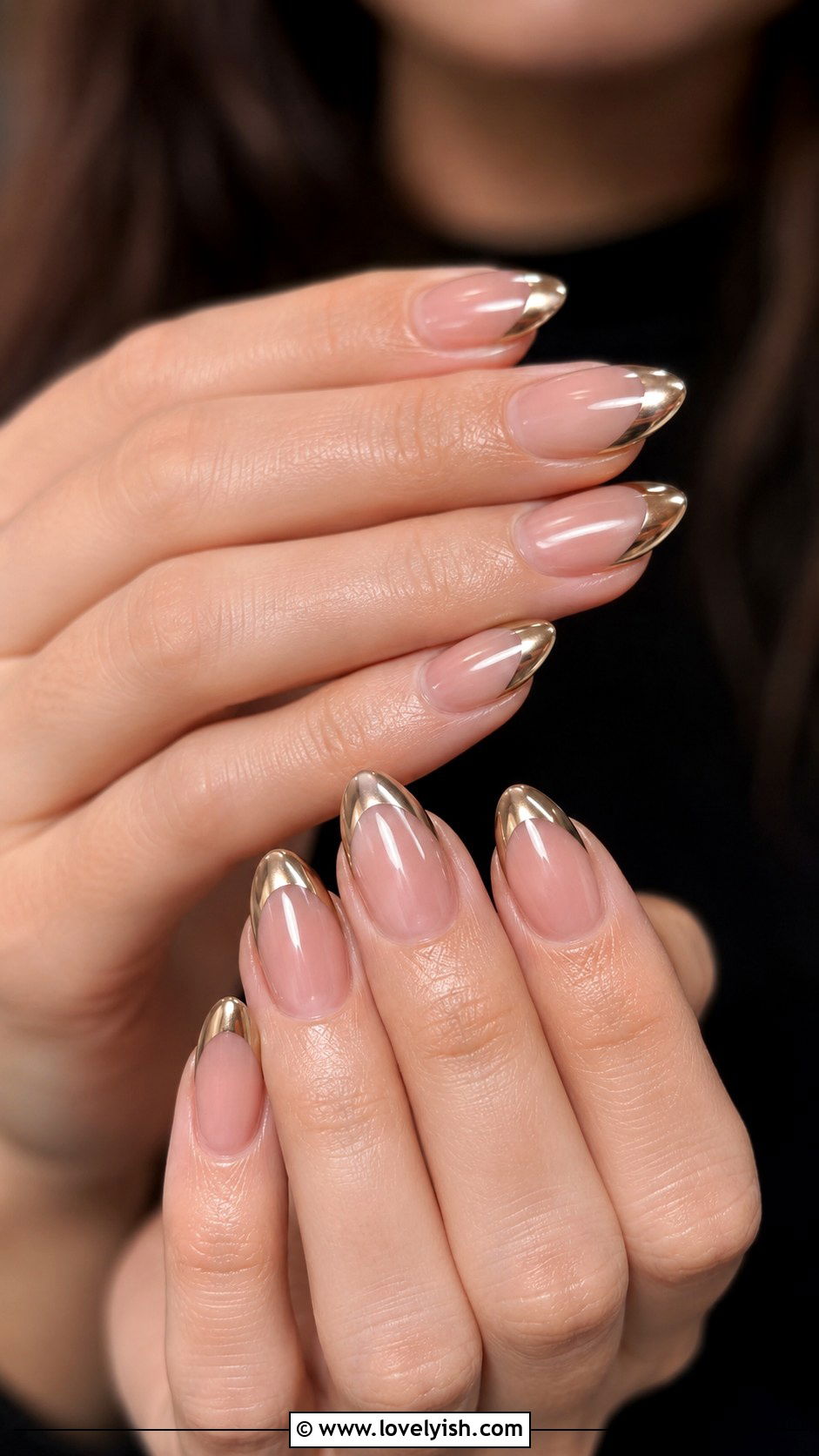 French Tip With Chrome Overlay - 50 neutral nails - 50 neutral nails