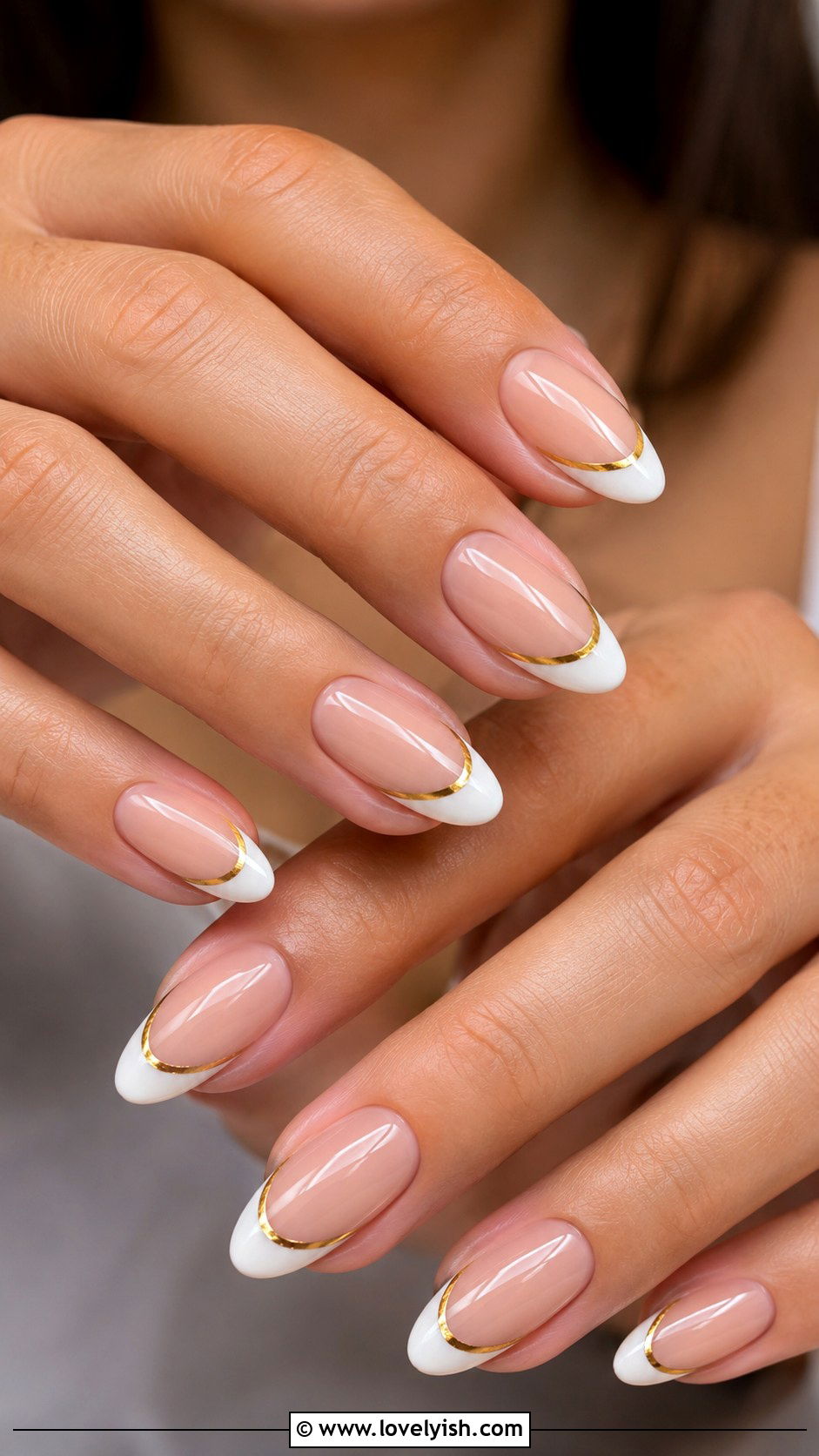 French Tip With Gold Line Nails - 42 french nail designs - 42 french nail designs