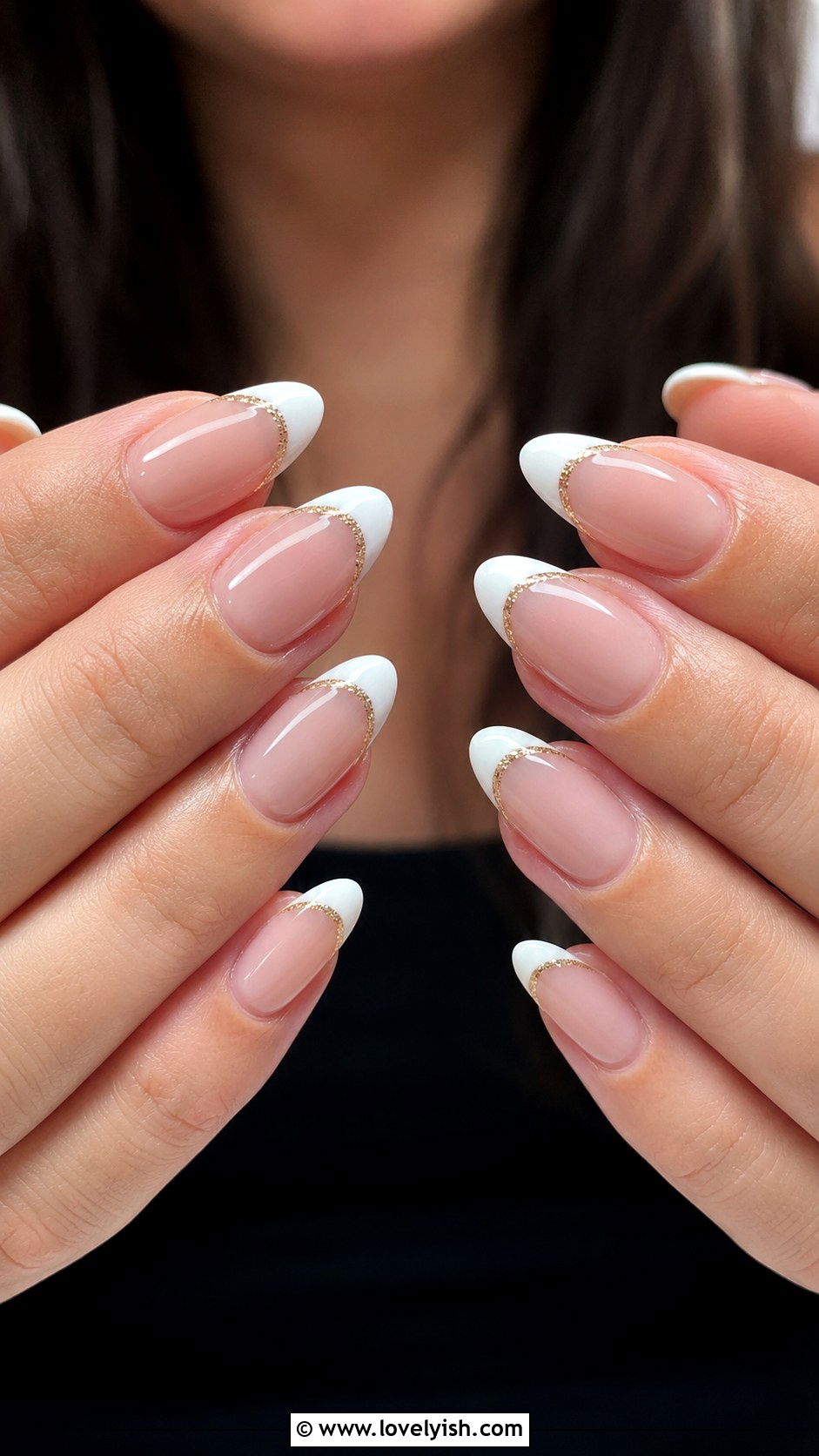 French Tip with Glitter Band Press On Nails - 50 press on nails - 50 press on nails
