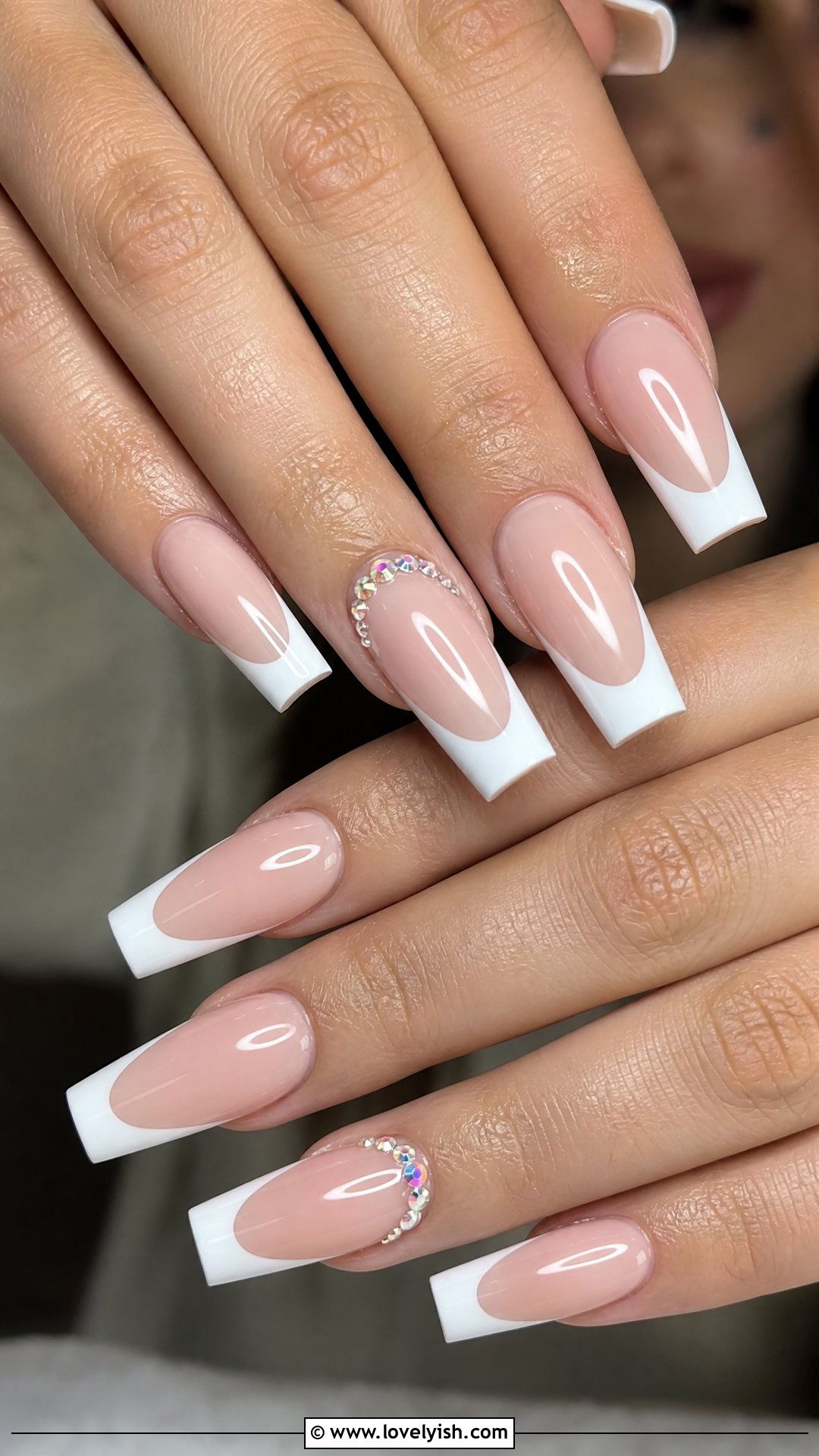 French With Rhinestones - 50 french manicure - 50 french manicure