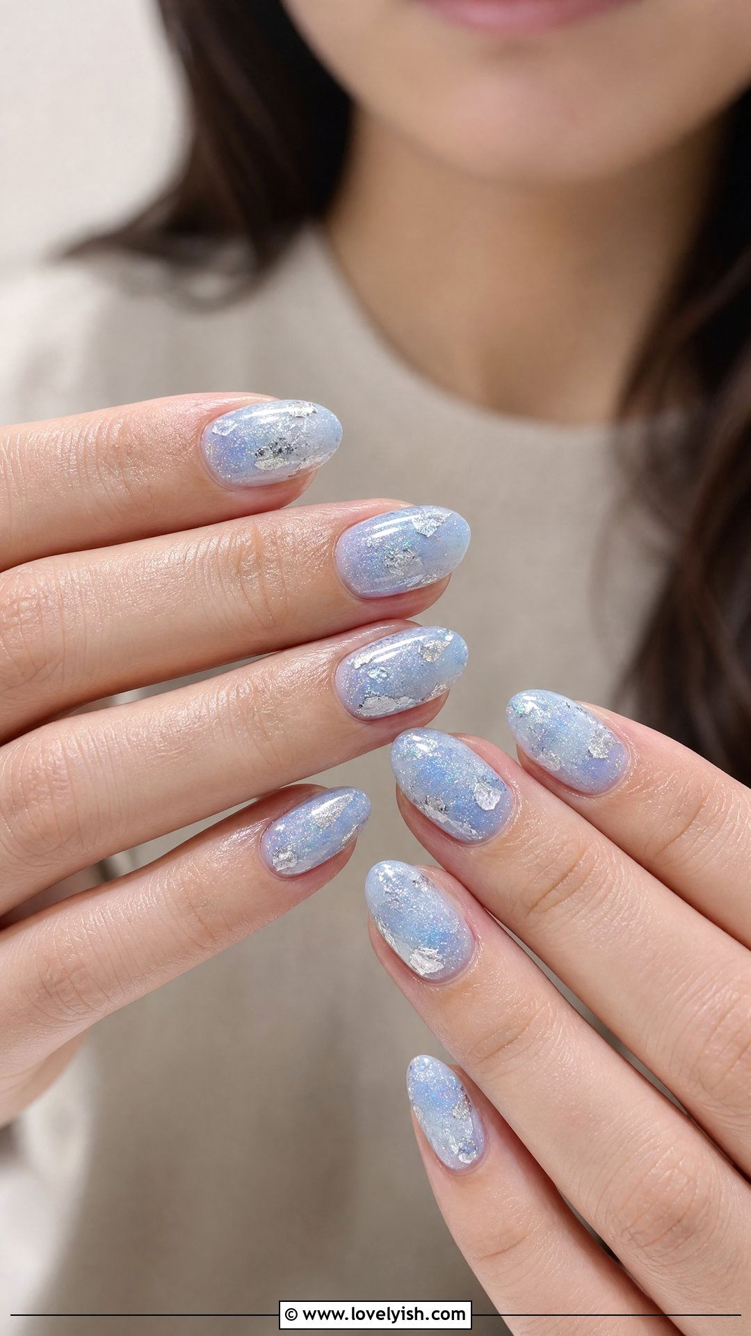 Frosted Ice Blue Nails - 25 blue nail design ideas - 25 blue nail design ideas