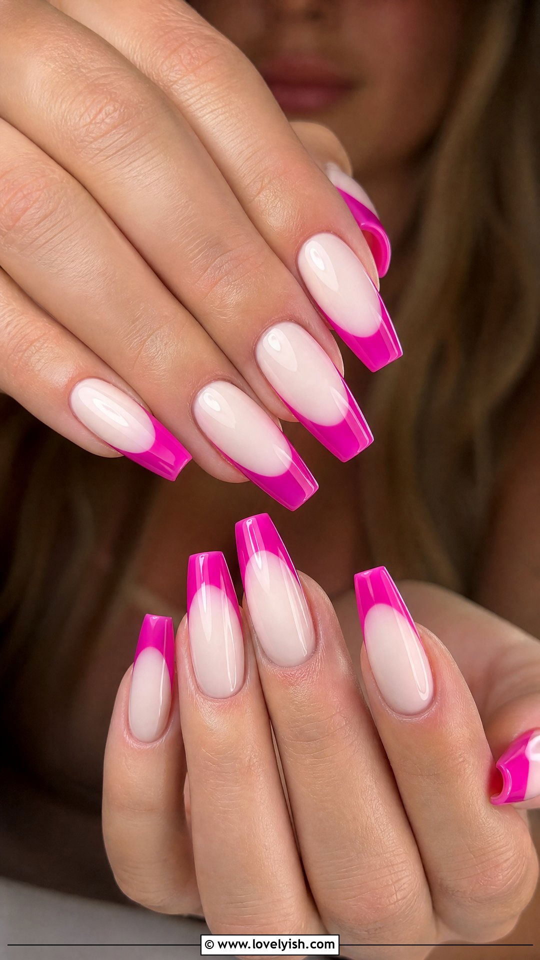 Fuchsia French Tip Nails - 50 colored french tip nails - 50 colored french tip nails