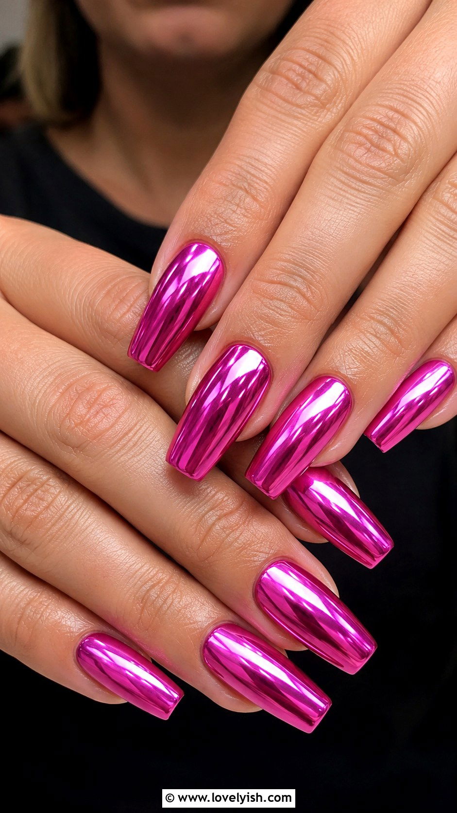 Fuchsia Pink Chrome Nails - 39 summer nail ideas - 39 summer nail ideas