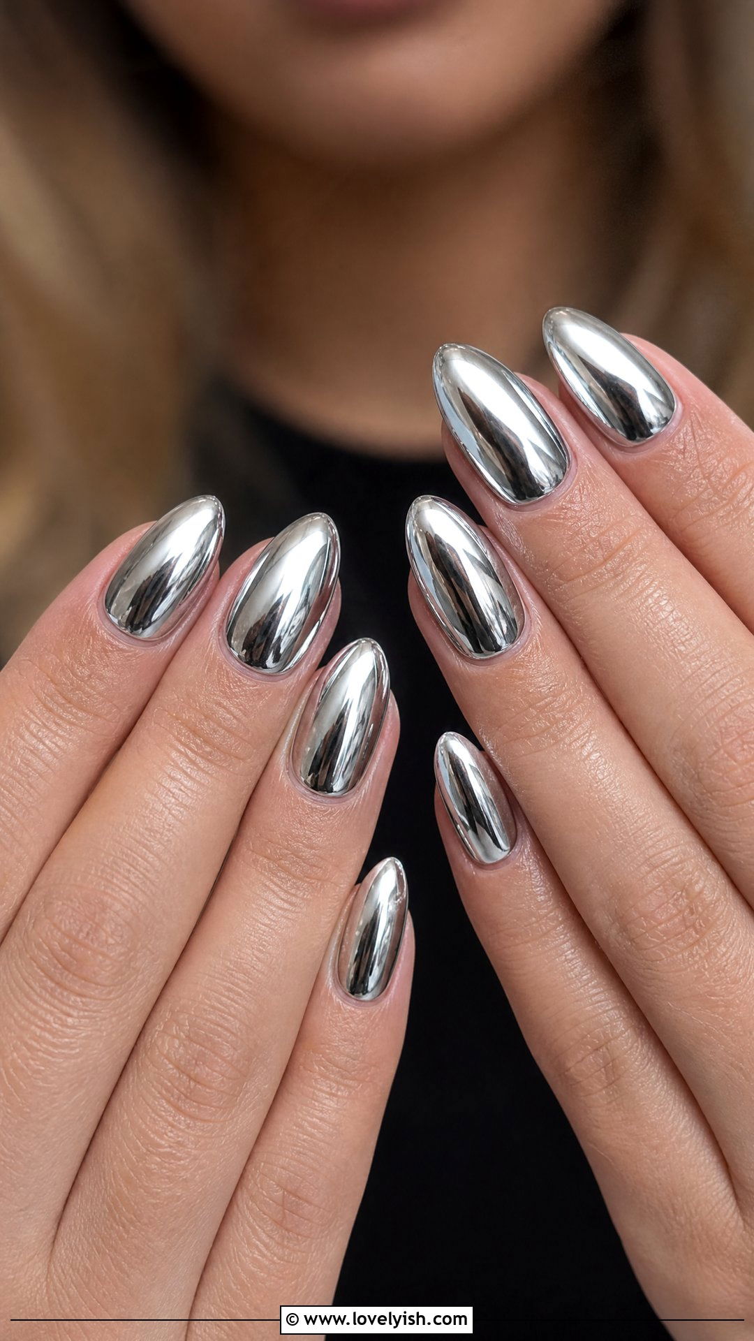 Full Mirror Silver Chrome Nails - 50 silver chrome nails - 50 silver chrome nails