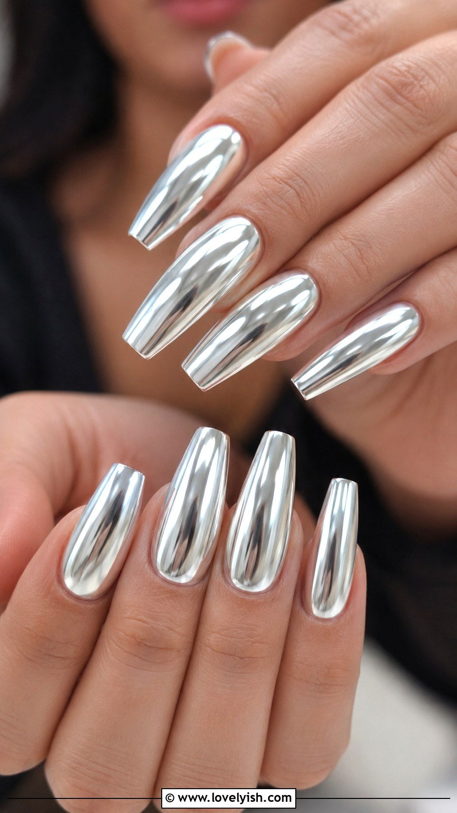 Full Mirror White Chrome Nails - 50 white chrome nails - 50 white chrome nails