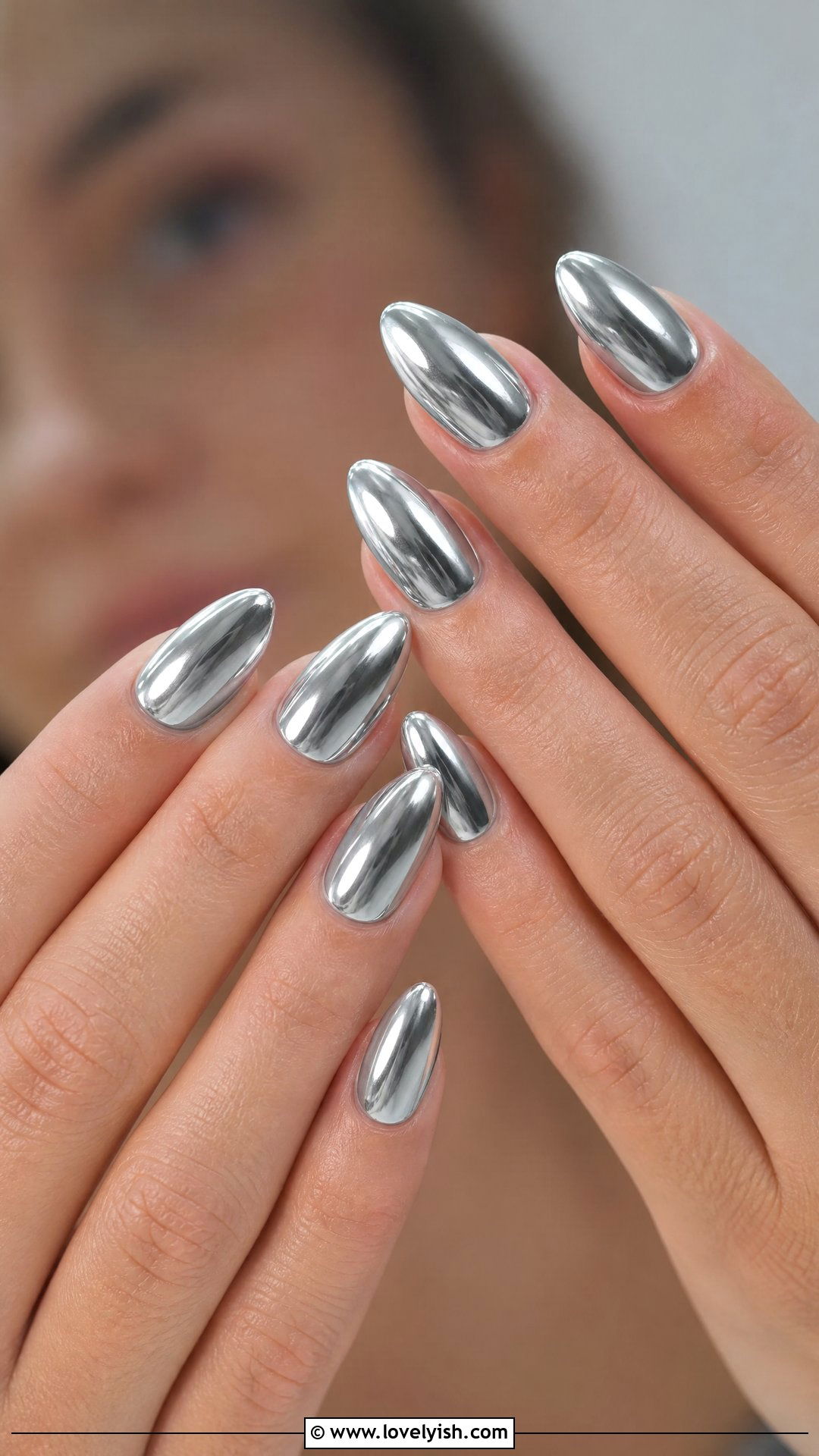 Full Silver Chrome Mirror Nails - 50 silver nails - 50 silver nails