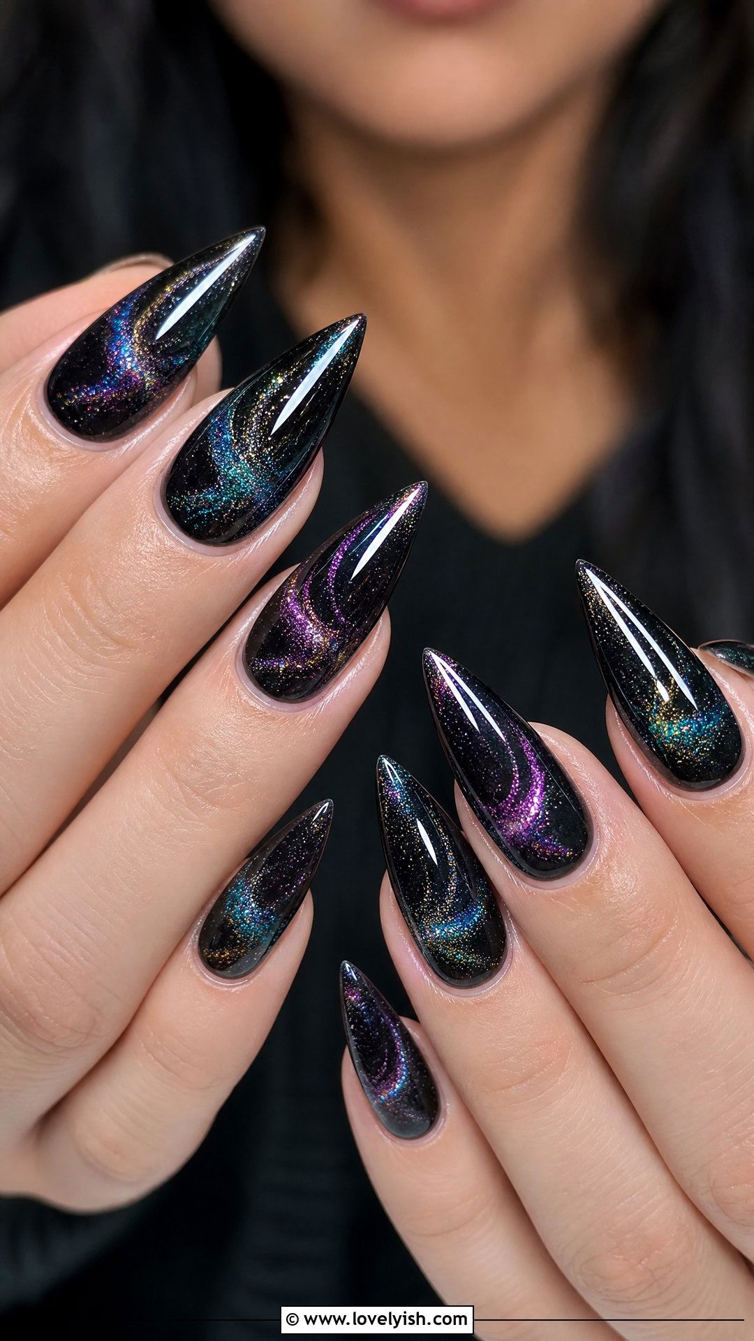 Galaxy Black Cat Eye Nails - 25 cat eye nails design ideas - 25 cat eye nails design ideas