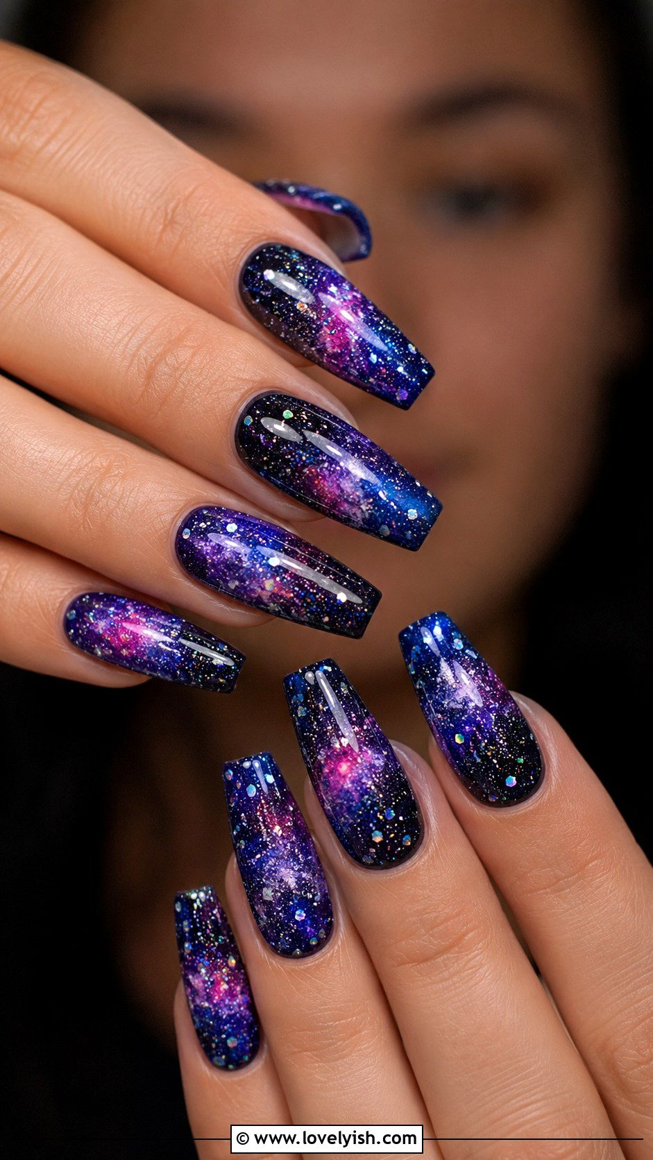 Galaxy Glitter Nails - 50 glitter nails - 50 glitter nails