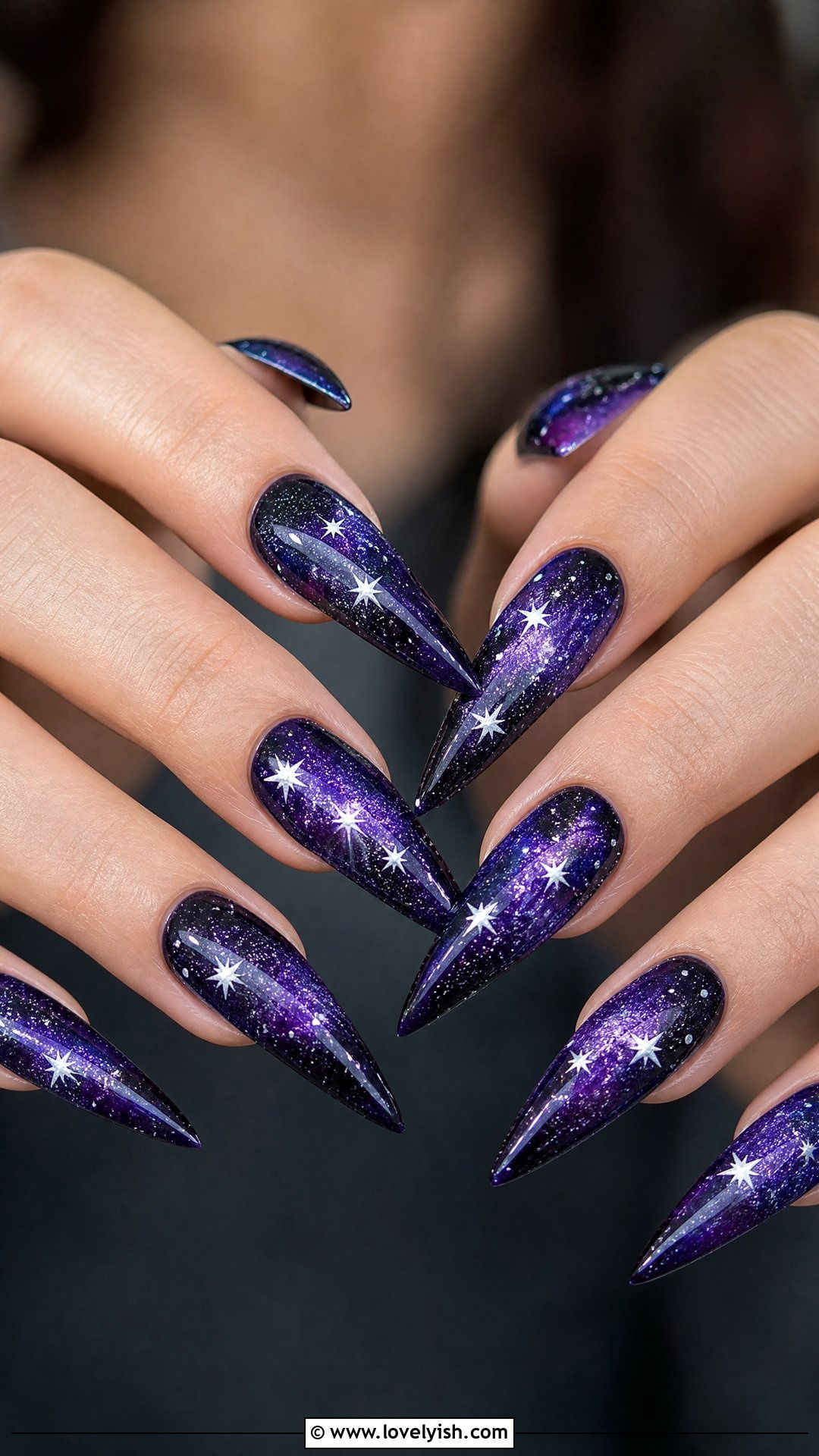 Galaxy Purple Star Nails - 50 star nails - 50 star nails