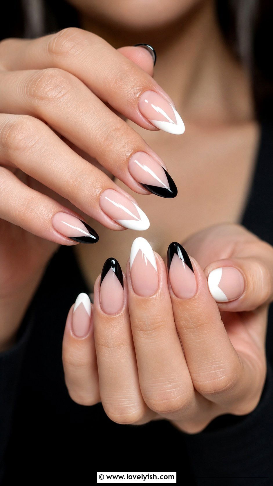 Geometric V Tip French Nails - 25 geometric nail designs - 25 geometric nail designs