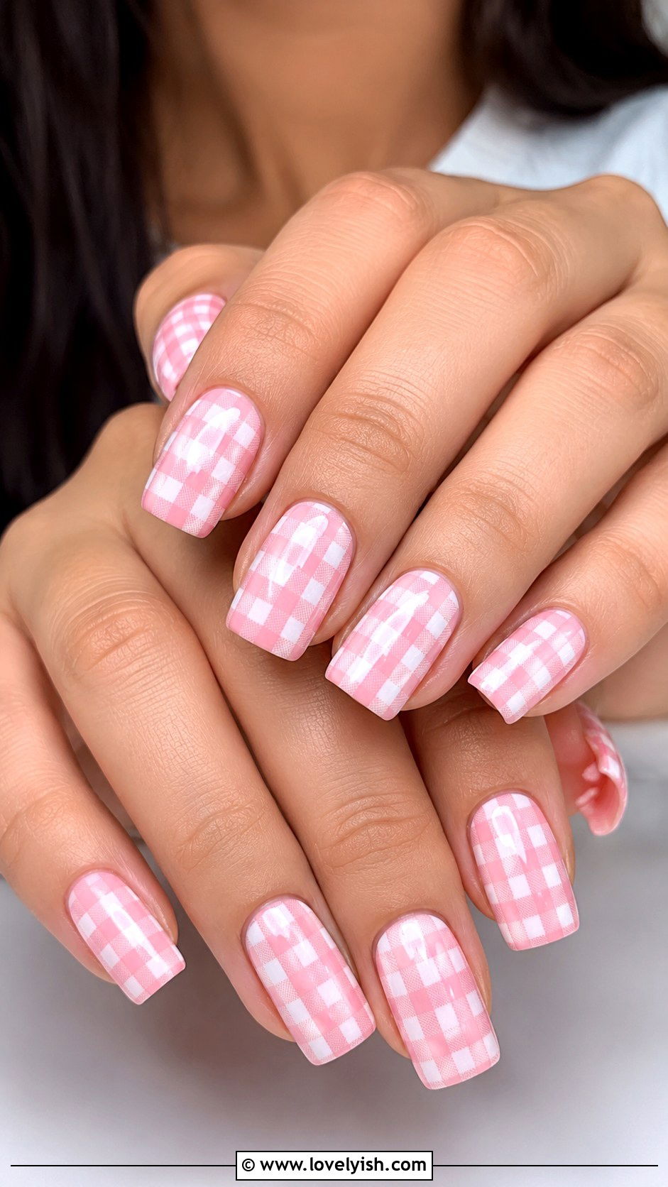 Gingham Print Pastel Nails - 50 nails - 50 nails