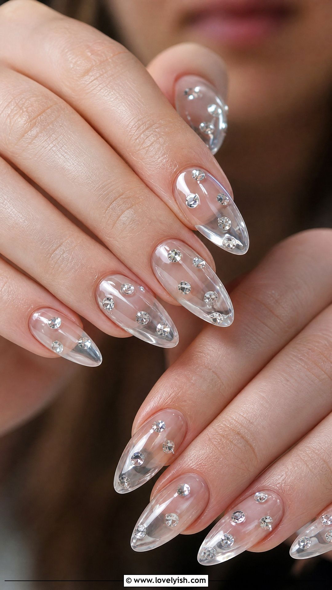 Glass Clear Diamond Nails - 50 diamond nails - 50 diamond nails