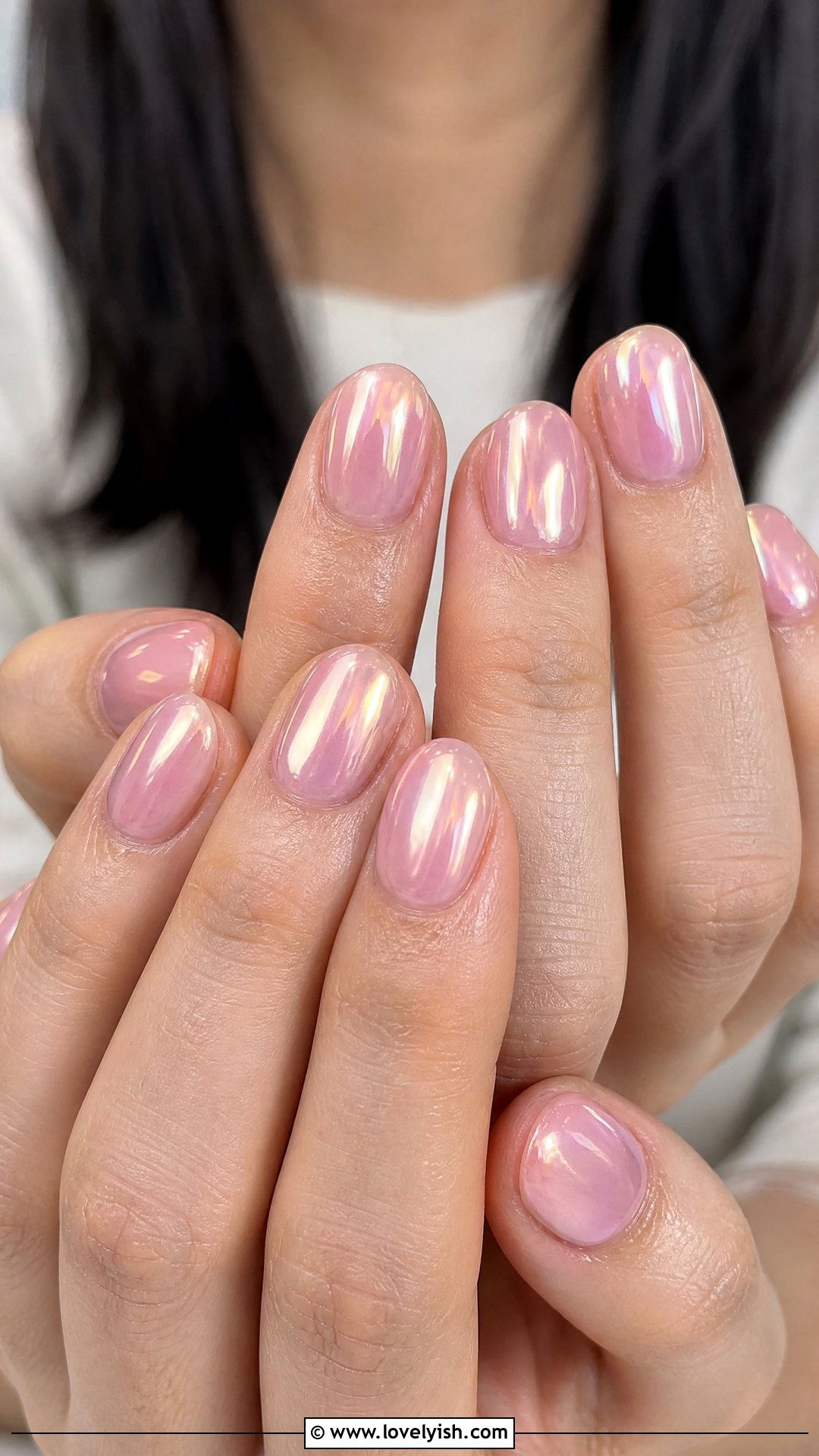 Glazed Donut Chrome Short Oval Nails - 50 short oval nails - 50 short oval nails