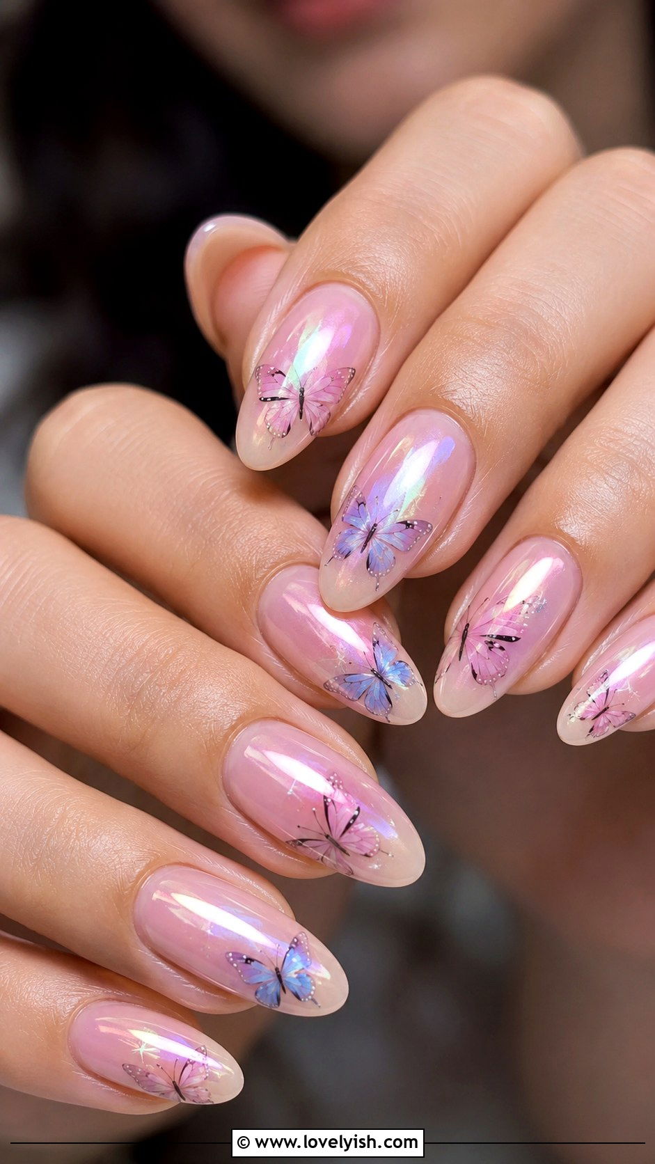 Glazed Donut Nails with Butterflies - 50 glazed donut nails - 50 glazed donut nails