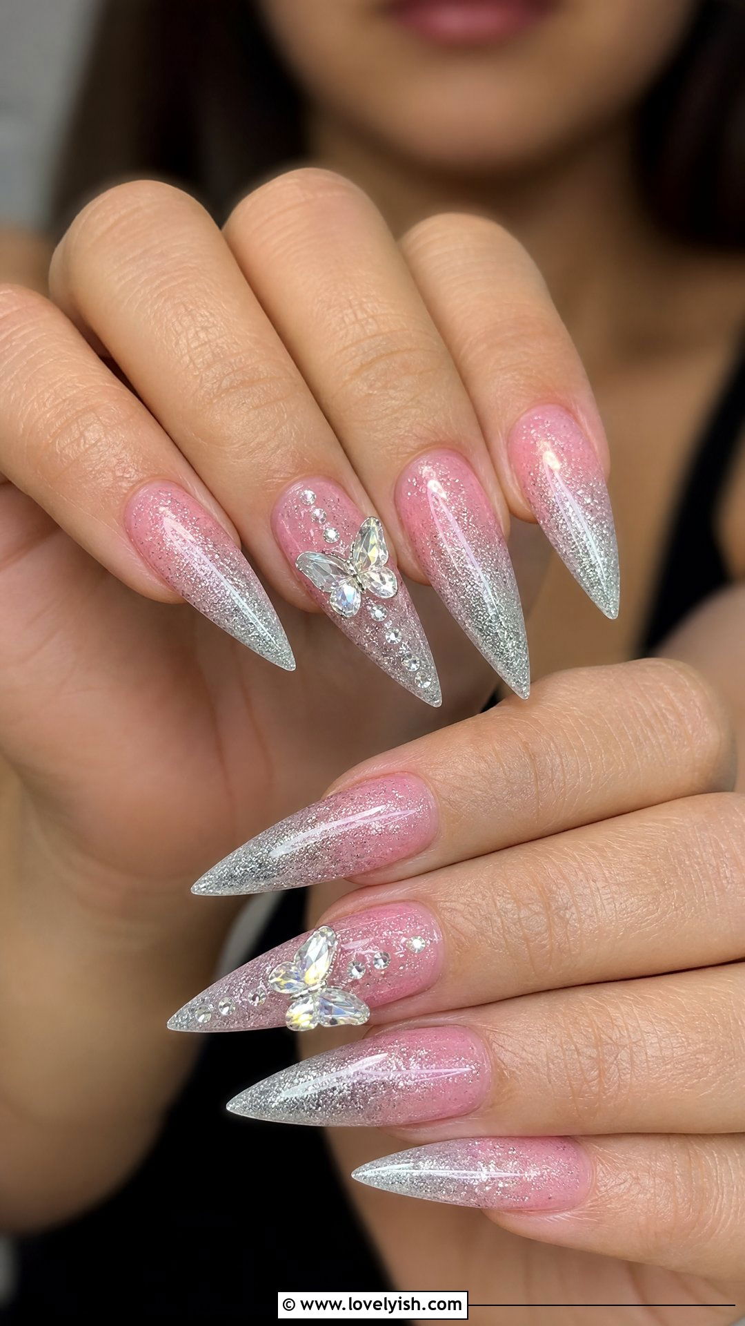 Glitter Butterfly Ombre Nails - 50 butterfly nails - 50 butterfly nails