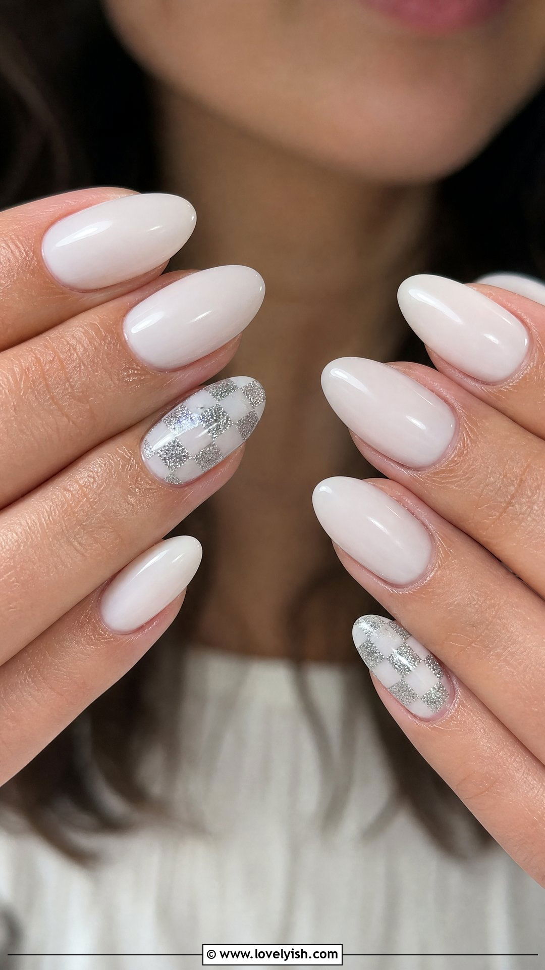 Glitter Checkered Accent Nails - 50 checkered nails - 50 checkered nails