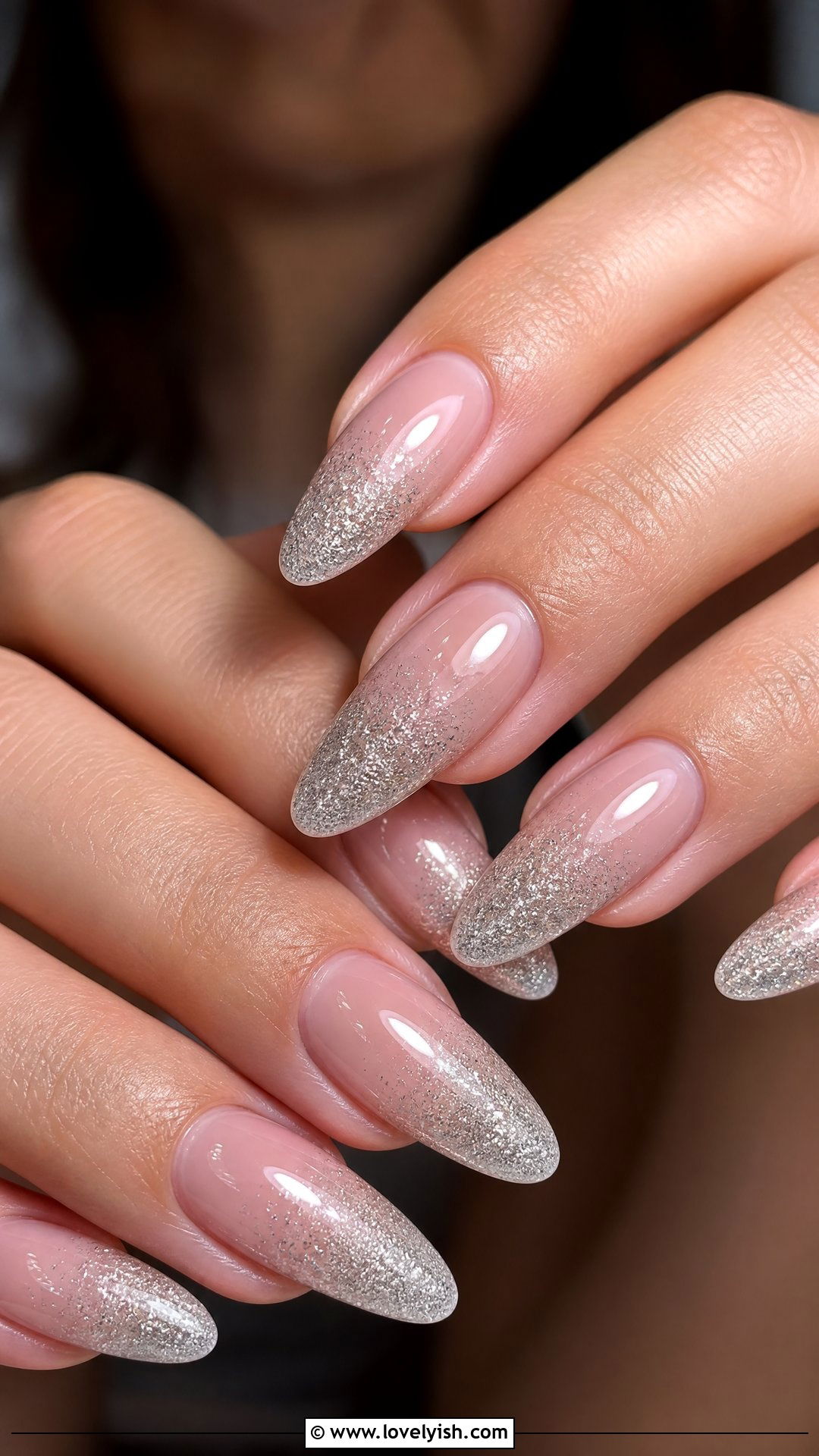 Glitter Dipped French Tip - 50 cute french tip nail designs - 50 cute french tip nail designs