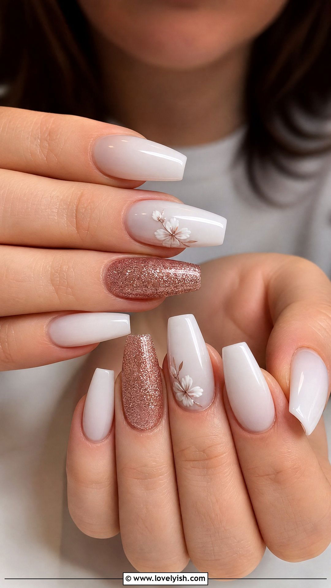 Glitter Floral Accent Nails - 50 flower nails - 50 flower nails