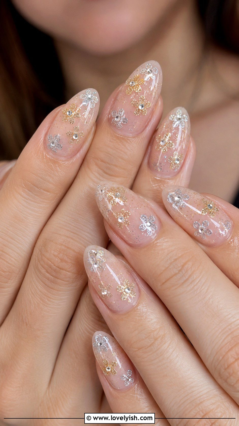 Glitter Flower Nails - 31 flower nail design ideas - 31 flower nail design ideas
