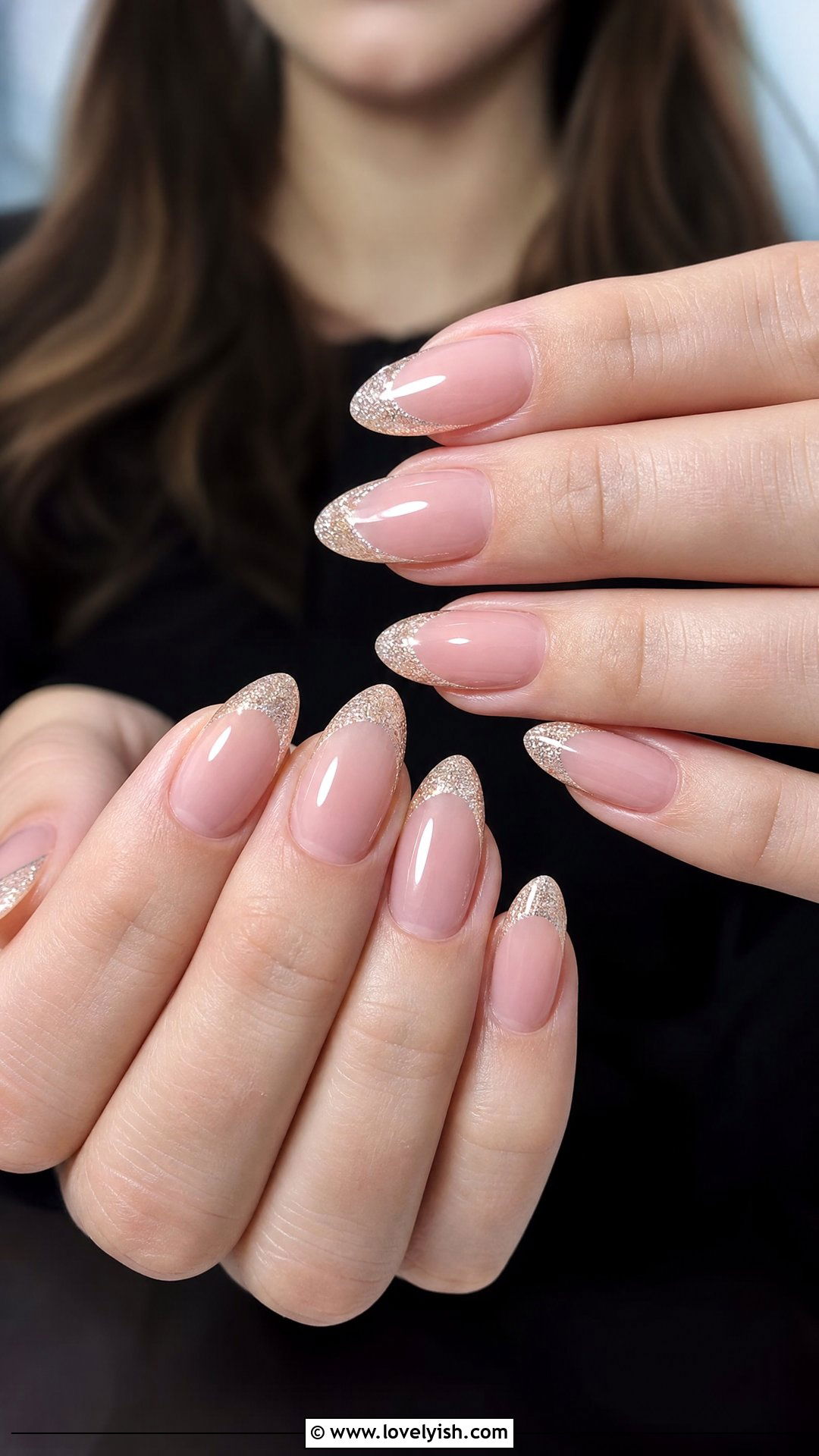 Glitter French Tip Almond Nails - 25 almond french tip nail designs - 25 almond french tip nail designs