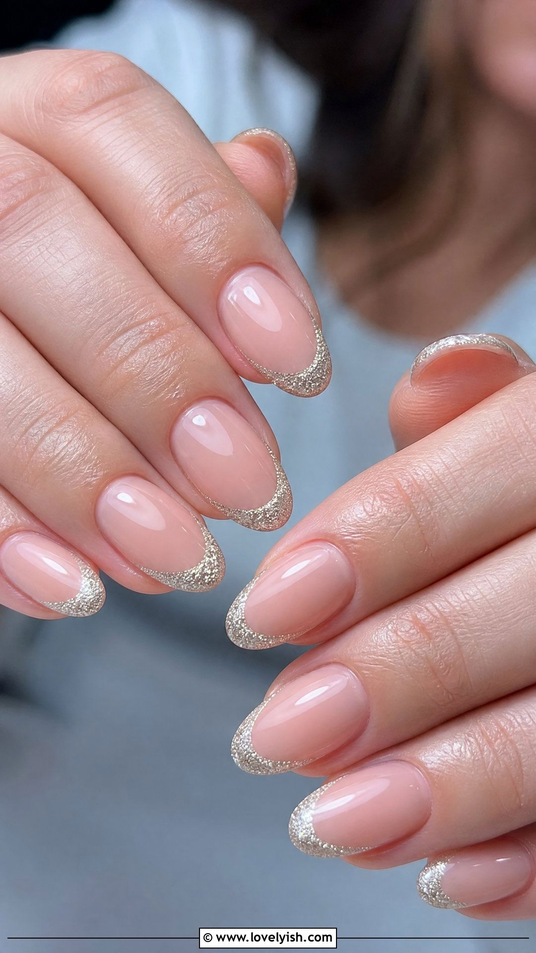 Glitter French Tip Short Nails - 50 short french tip nails - 50 short french tip nails